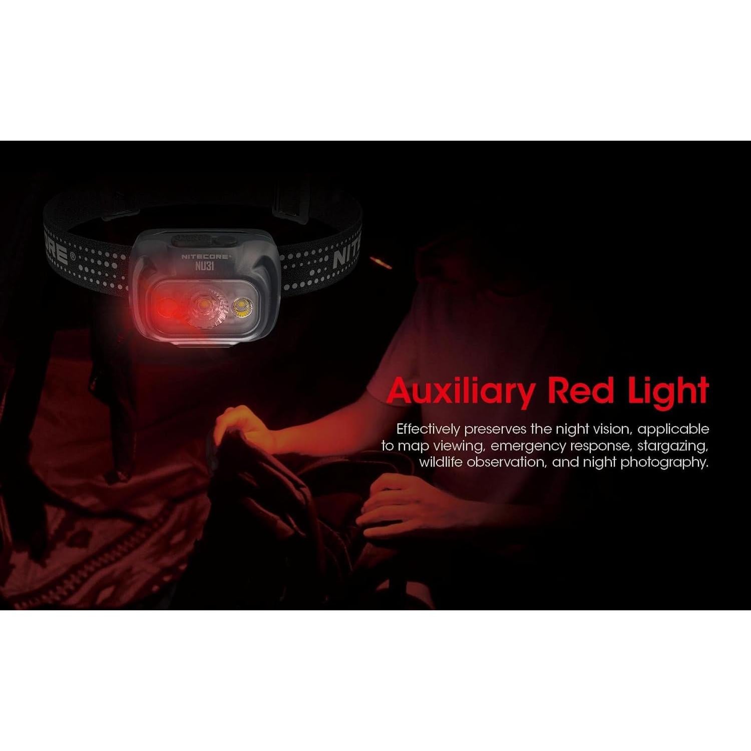 Linterna Frontal Nitecore NU31 Recargable 550 Lúmenes Naranja