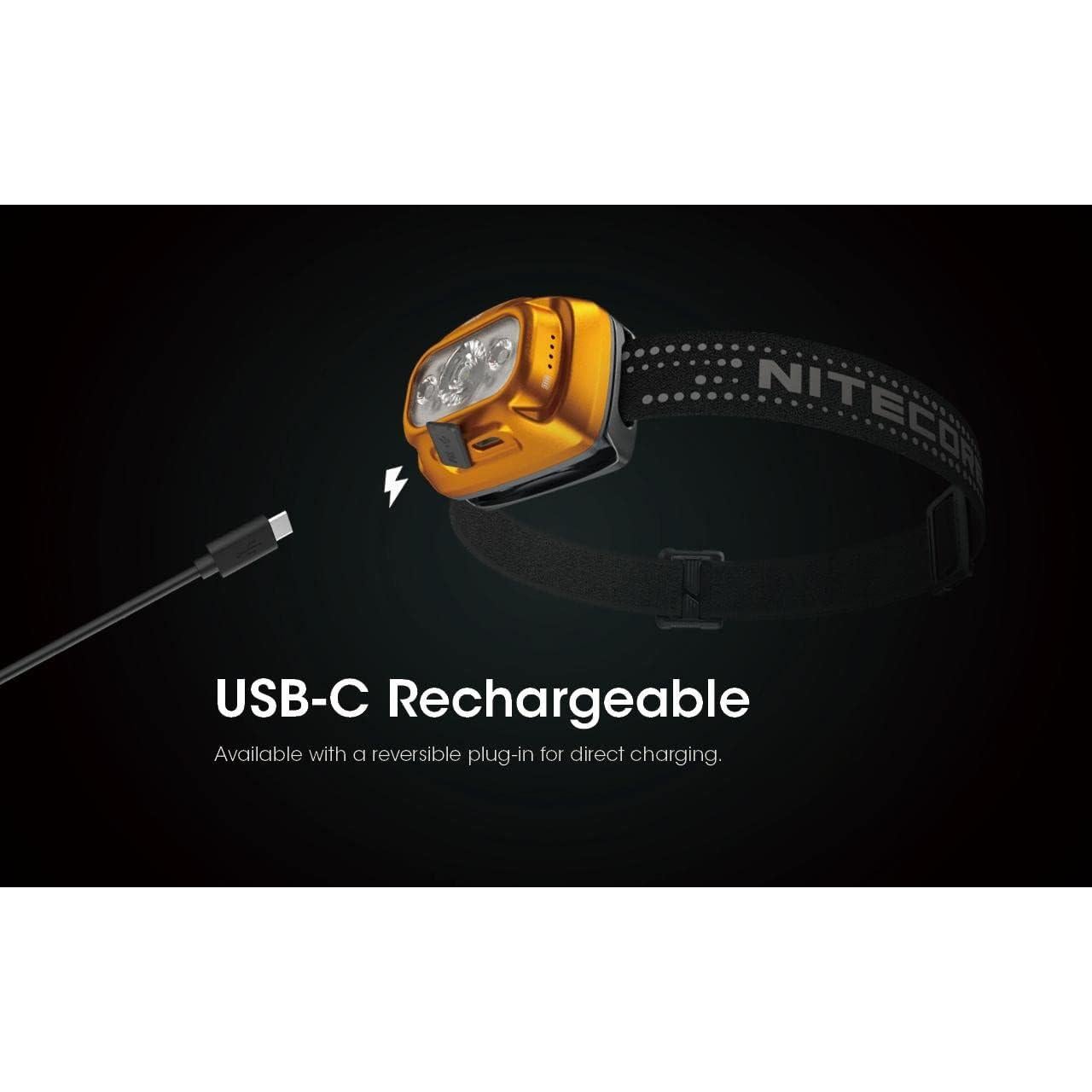 Linterna Frontal Nitecore NU31 Recargable 550 Lúmenes Naranja