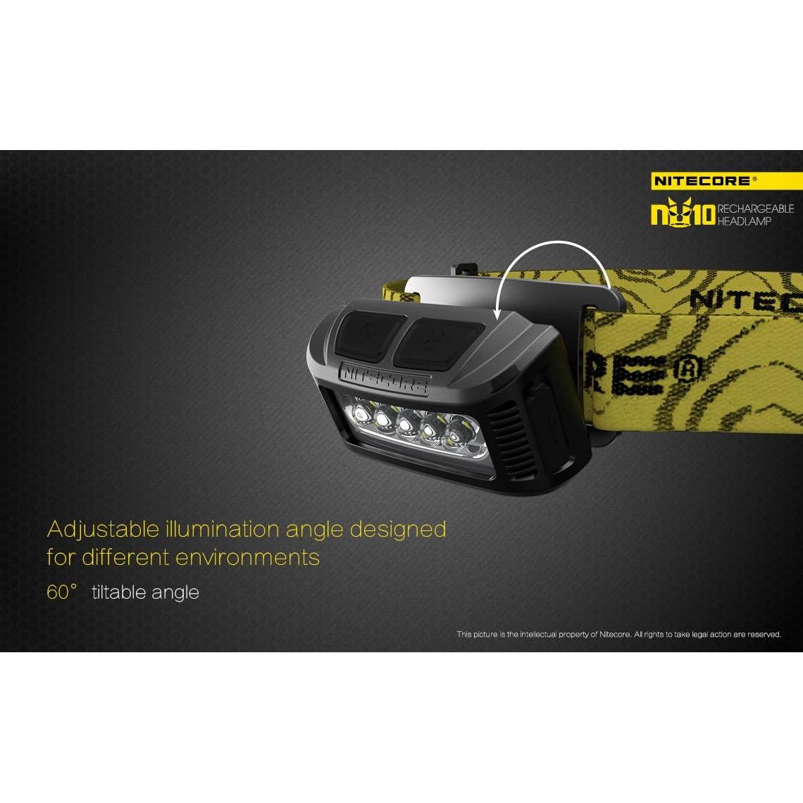 Nitecore NU10 160 Lumen USB rechargeable LED headlamp/worklight and EdisonBright brand USB charging cable bundle (Red)