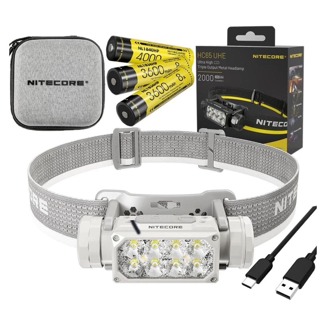 Linterna Nitecore HC65 UHE Gris Skyline 2000 Lúmenes + 2 Baterías