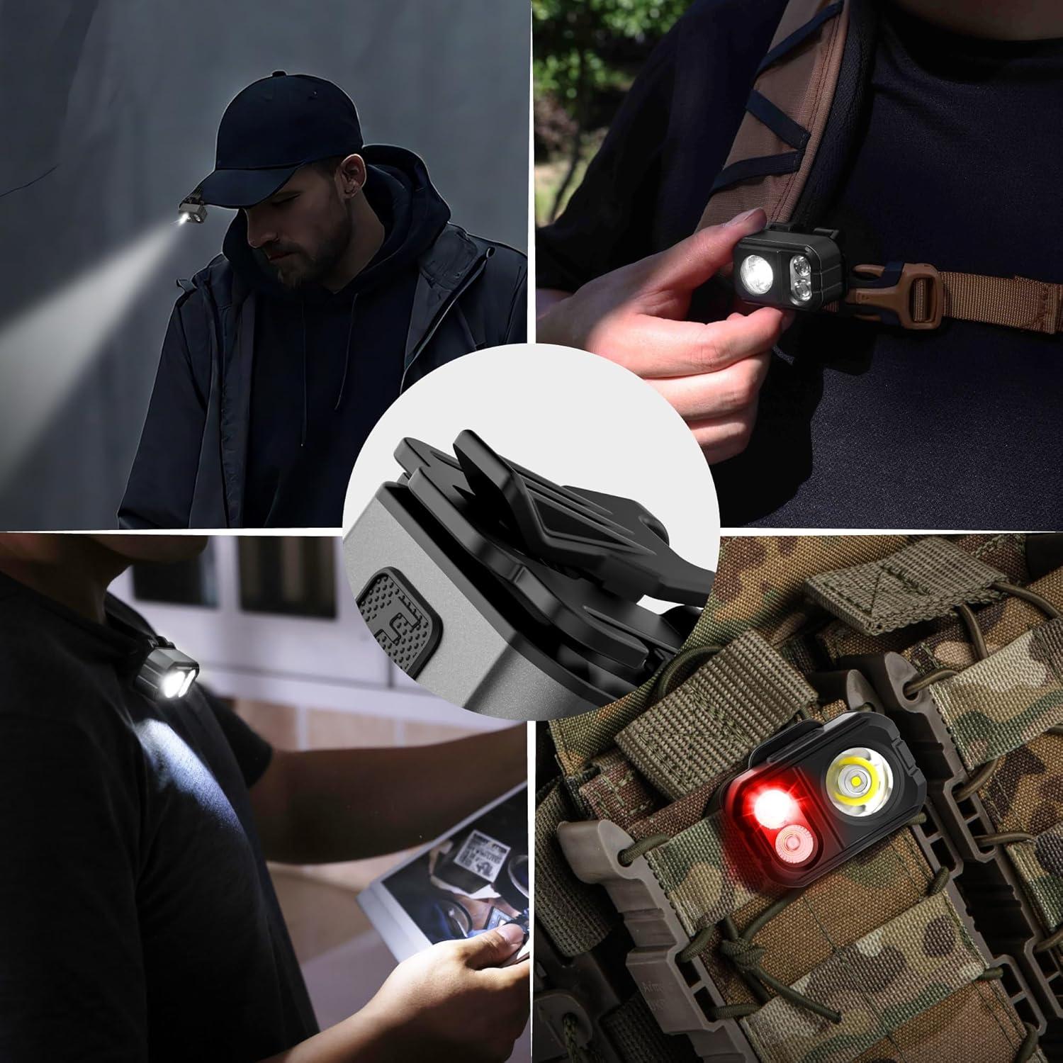 Linterna Frontal LED Recargable EverBrite Gris, IP67, 7 Modos