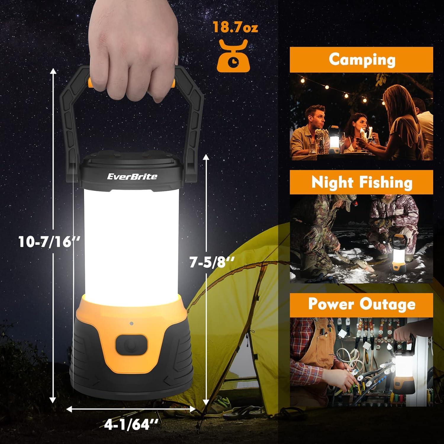 Linterna de Camping LED Recargable EverBrite 1000 Lúmenes + 2 Linternas Frontales