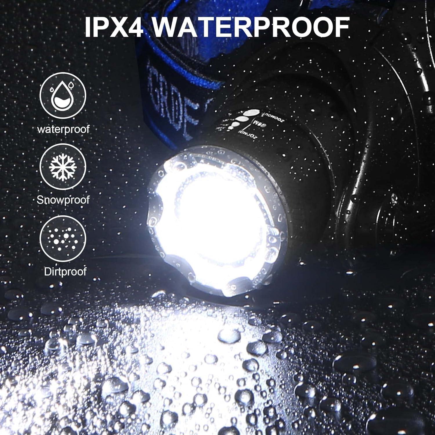 Linterna Frontal LED QIUGO 8000 Lúmenes Recargable IPX4