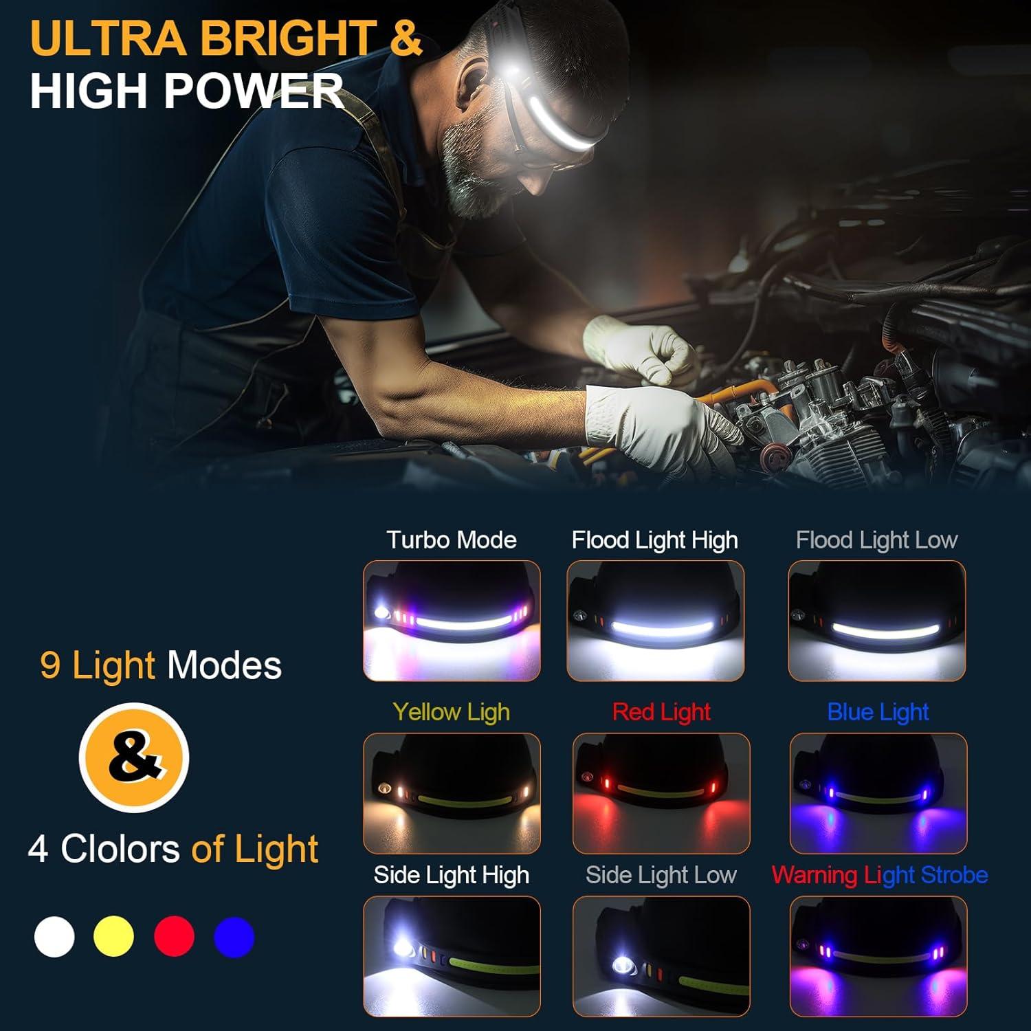 Linterna Frontal LED Recargable HinsGEAR 230° 2 Pcs