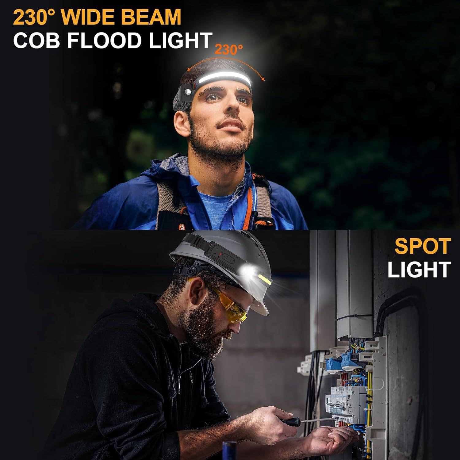 Linterna Frontal LED Recargable HinsGEAR 230° 2 Pcs