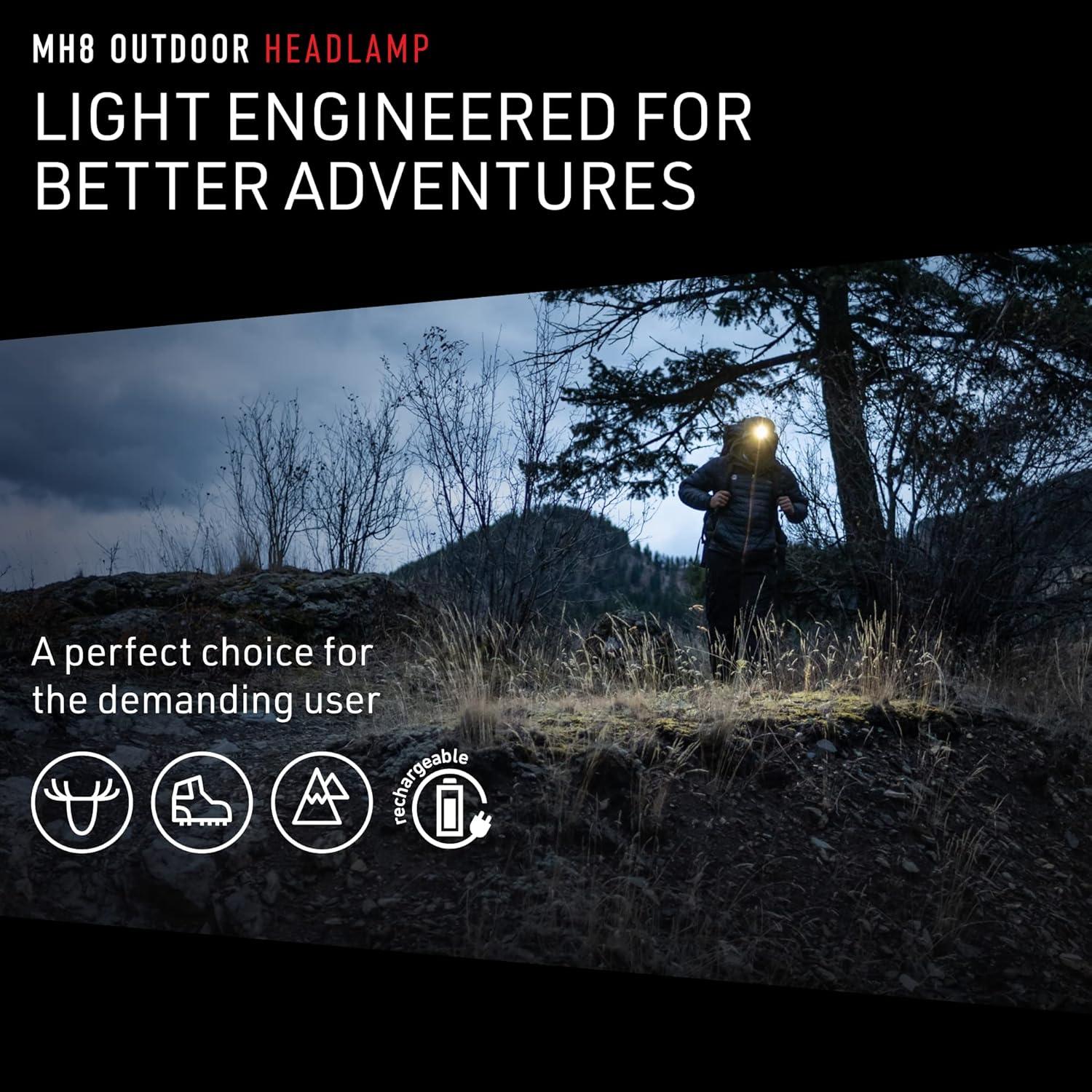 Linterna Frontal Ledlenser MH8 Recargable 600 Lúmenes Negra