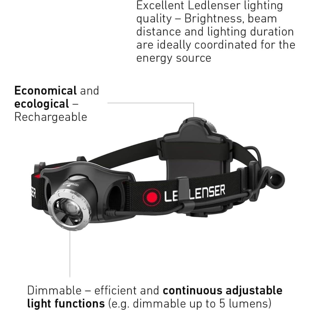 Linterna Frontal LED Recargable Ledlenser H7R.2 300 Lúmenes
