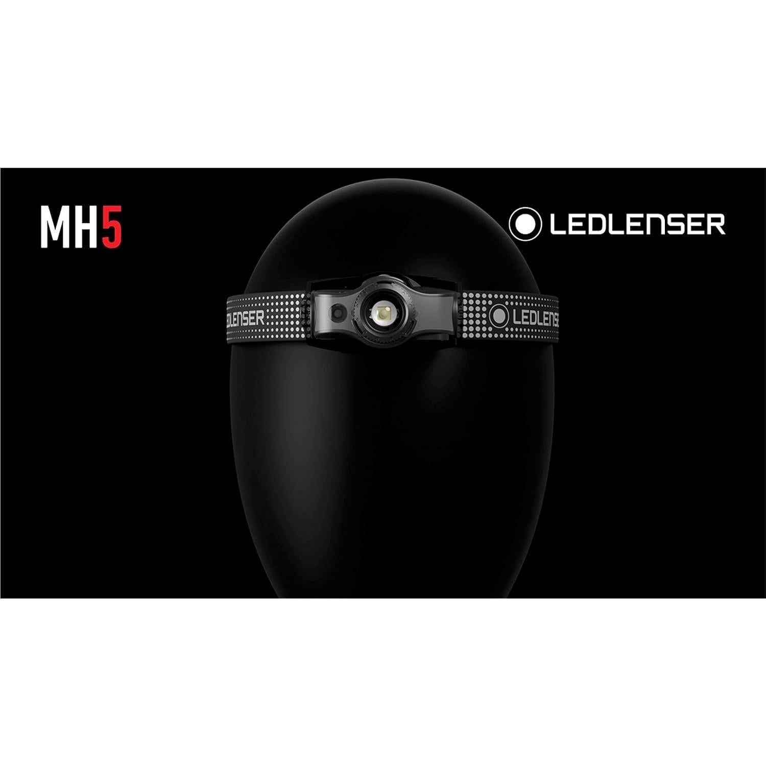 Linterna Frontal Recargable Ledlenser MH5, 400 Lúmenes, Negro
