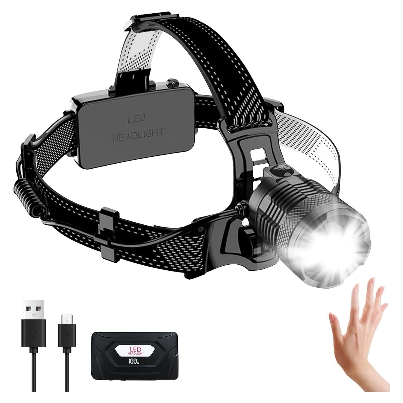 Linterna Frontal Recargable PRUBOVI 100000LM 3 Modos USB