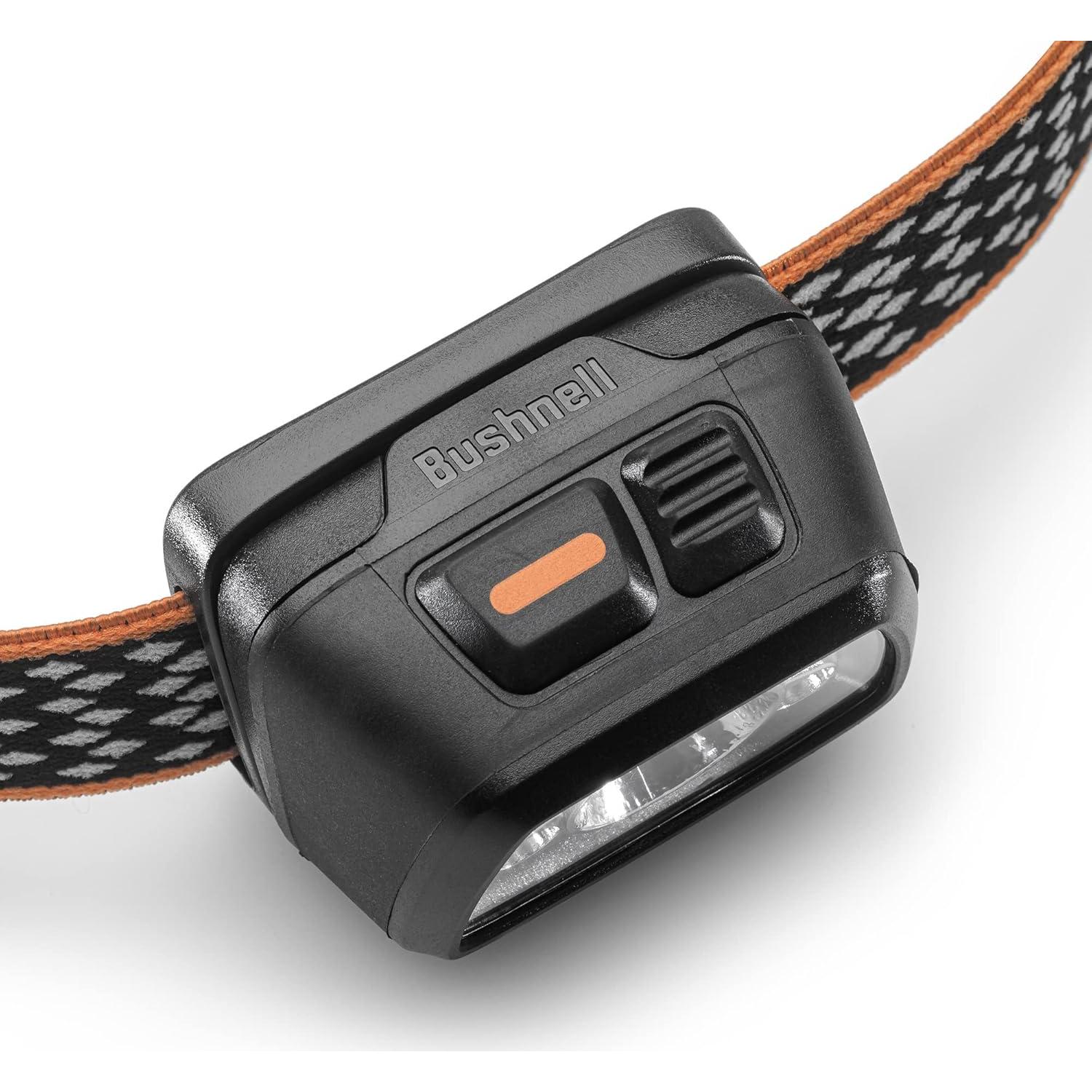 Bushnell Power+ 500L LED Headlamp - Flexible Power, Water Resistant, Rechargeable, Adjustable Band, Red Mode