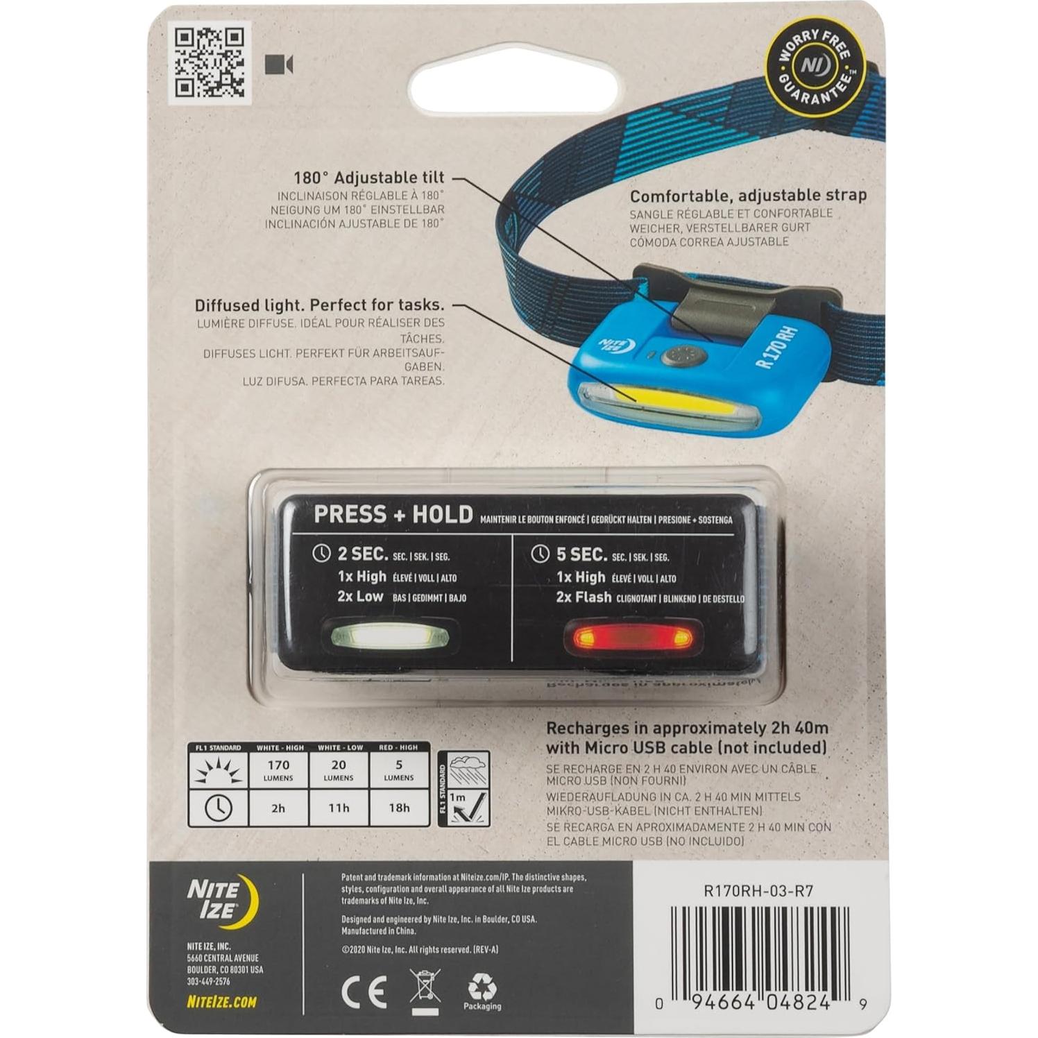 Linterna Frontal Recargable Nite Ize Radiant 170 Lúmenes Azul