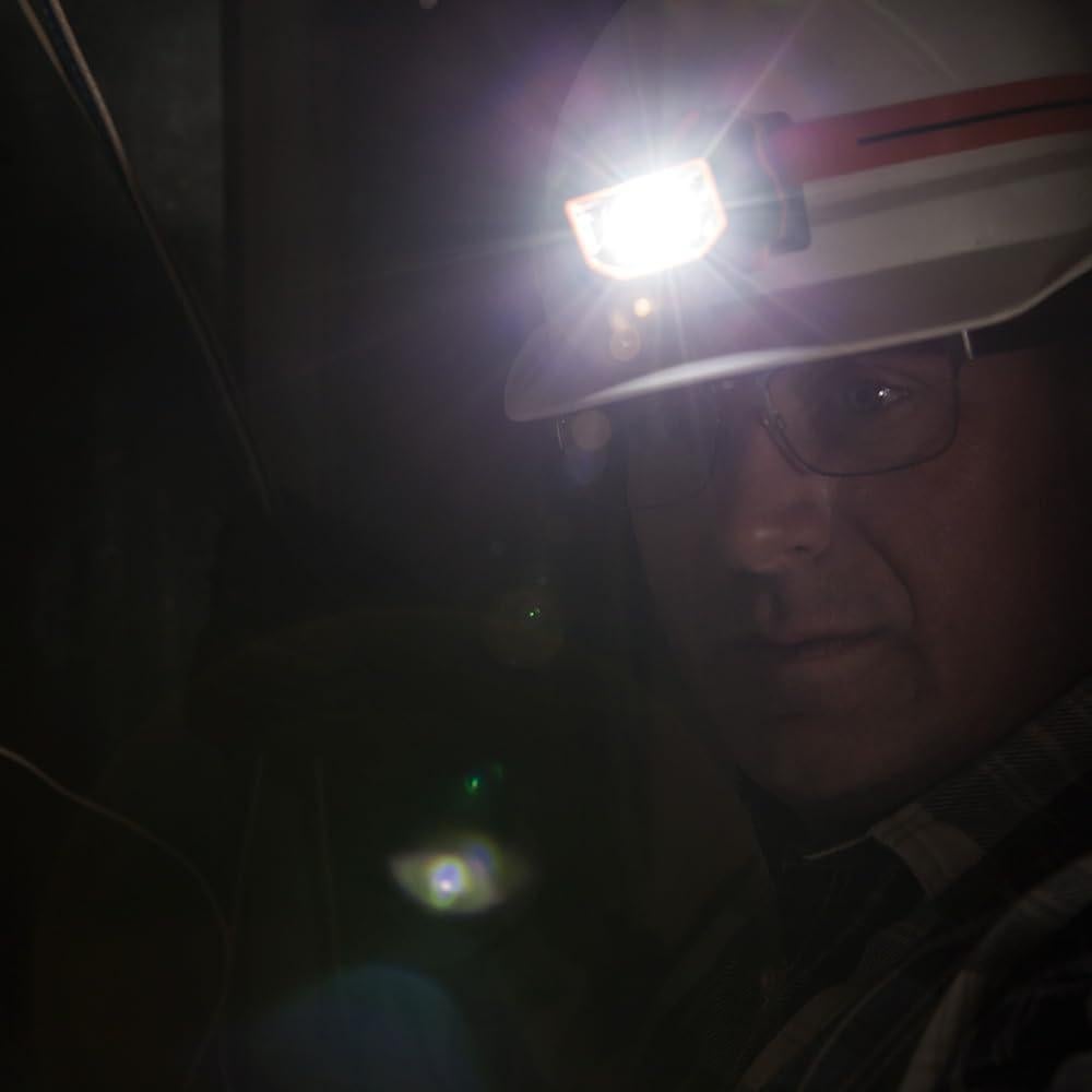 56220 LED Light, Hard Hat Headlamp, Flood and Spot Light Tilts 45 Degrees, Anti-Slip Strap, for Work and Outdoor Hiking, Camping