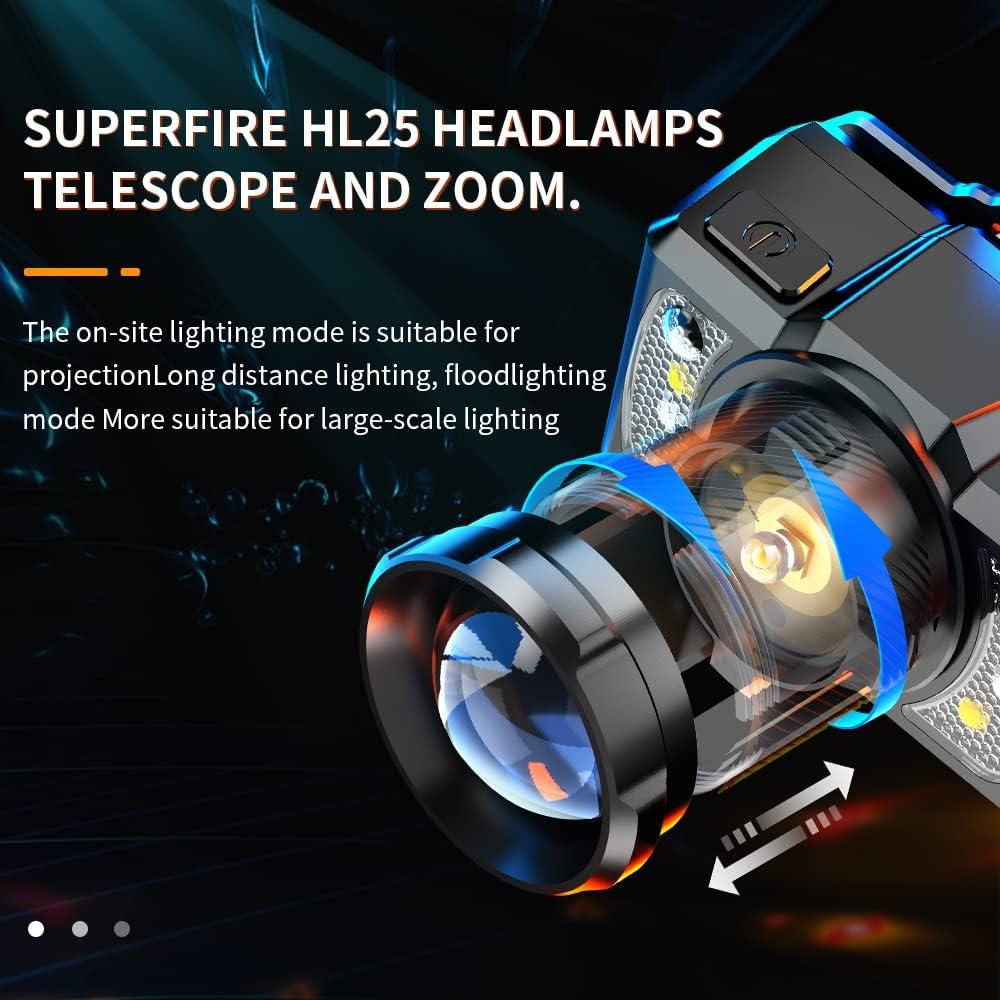 Linterna Frontal Recargable SuperFire HL25 10000 Lúmenes Ajustable