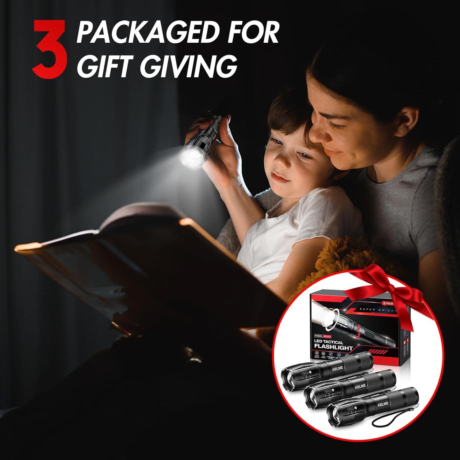 Linternas Tácticas KELME 3 Piezas 1500 Lúmenes LED Impermeables