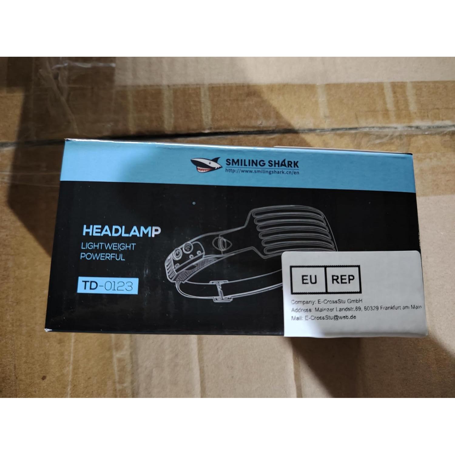 Linterna Frontal Recargable Smiling Shark 6 Modos Luz Blanca