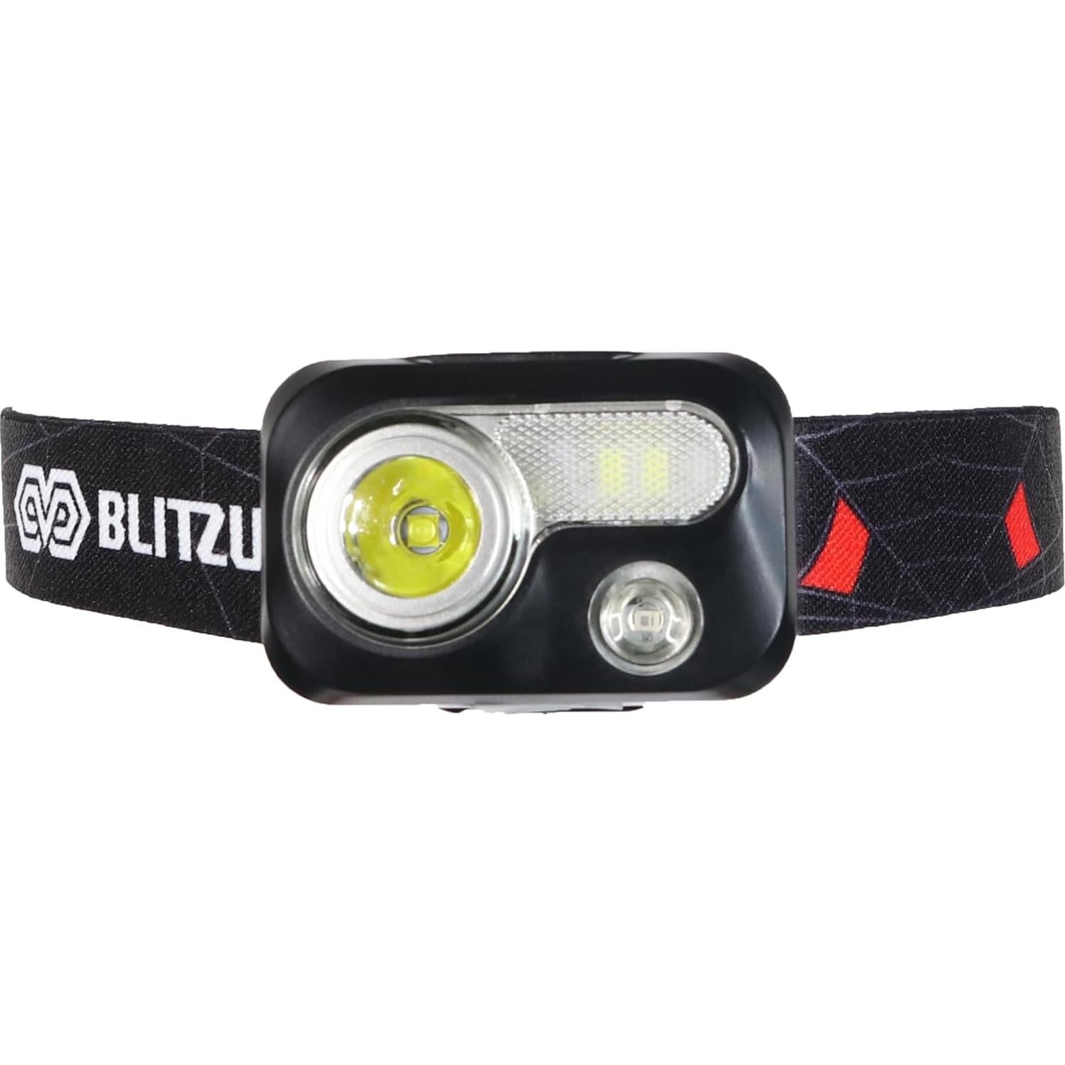 BLITZU LED Headlamp Flashlight for Adults & Kids, Rechargeable, Waterproof Head Lamp with White & Red Light, Comfortable Headband, Perfect for Running, Camping, Hiking, Emergency Repair, Black
