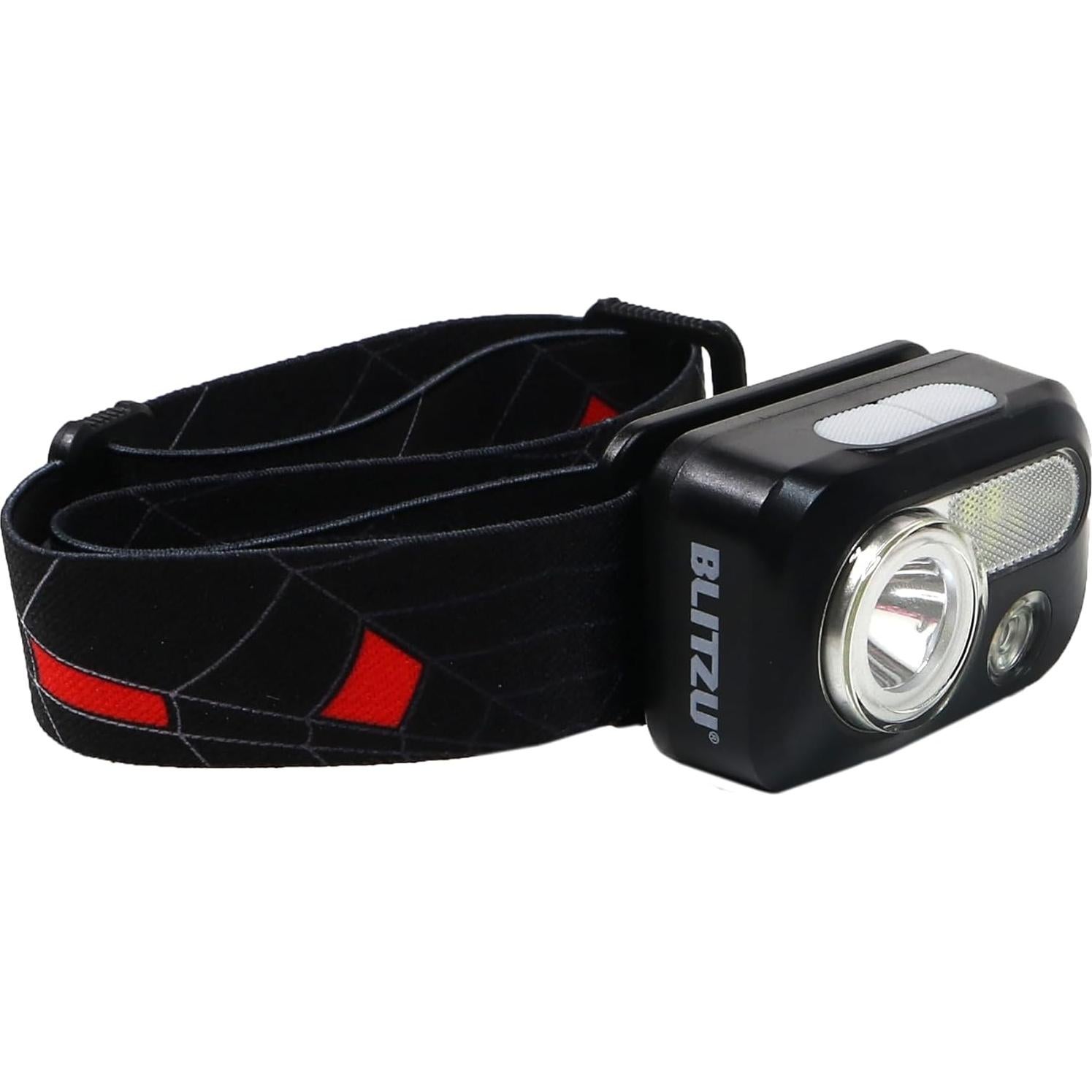 BLITZU LED Headlamp Flashlight for Adults & Kids, Rechargeable, Waterproof Head Lamp with White & Red Light, Comfortable Headband, Perfect for Running, Camping, Hiking, Emergency Repair, Black