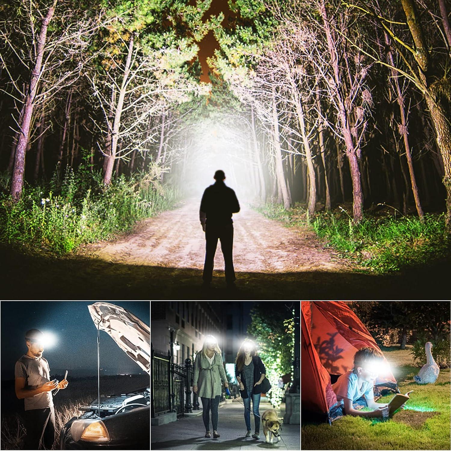 Linterna Frontal LED Recargable PSDRIQQ, 5 Modos, Sensor de Movimiento