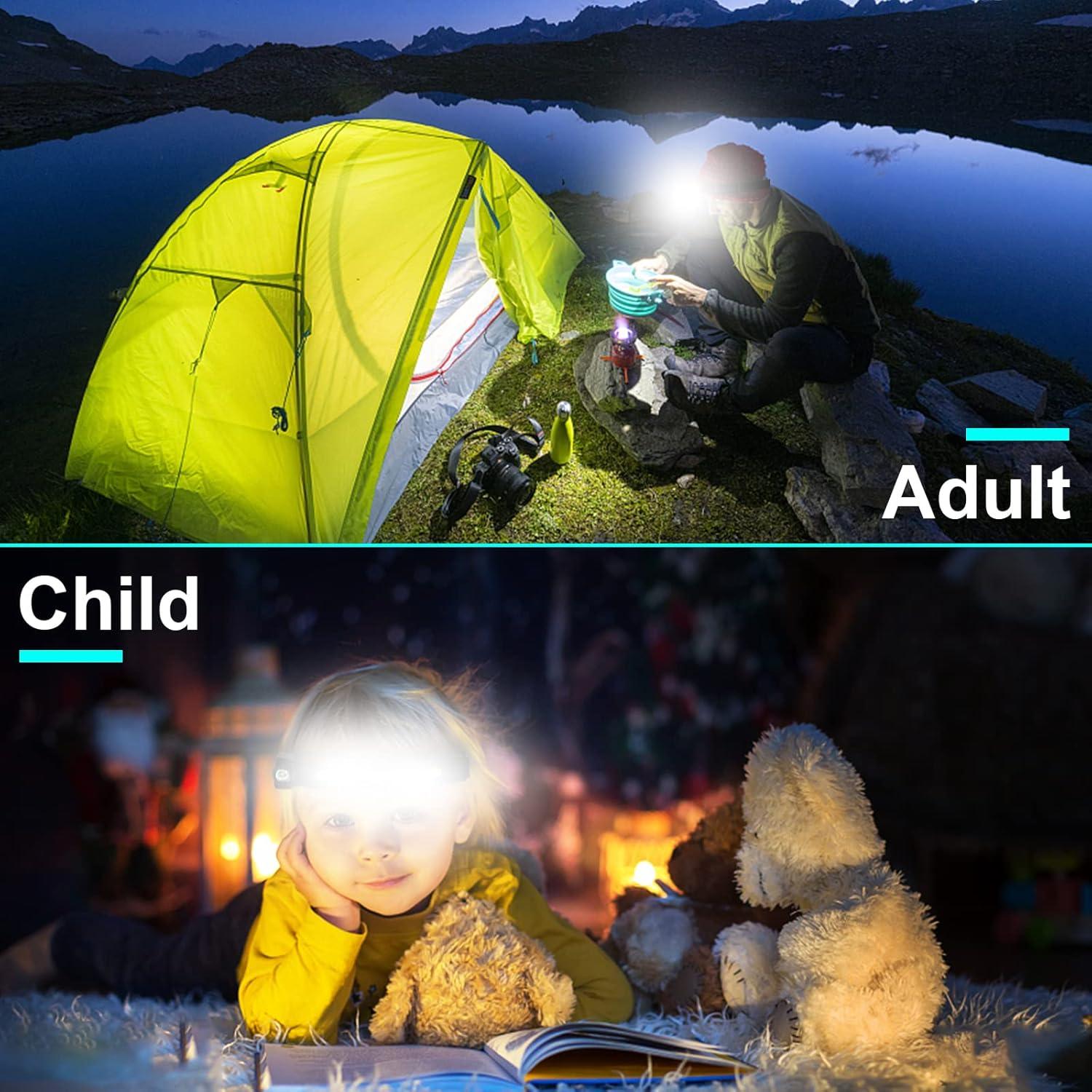 Linterna Frontal LED Recargable PSDRIQQ, 5 Modos, Sensor de Movimiento