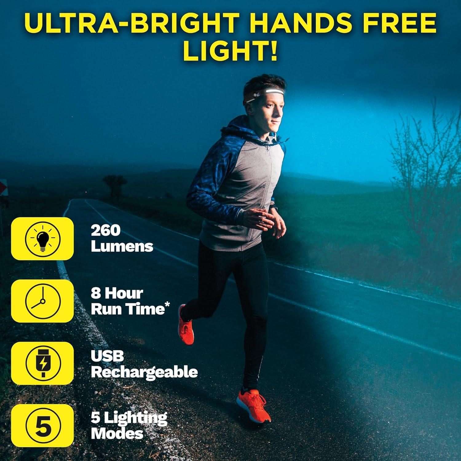 Linterna Frontal Recargable Ontel 260 Lúmenes 5 Modos USB