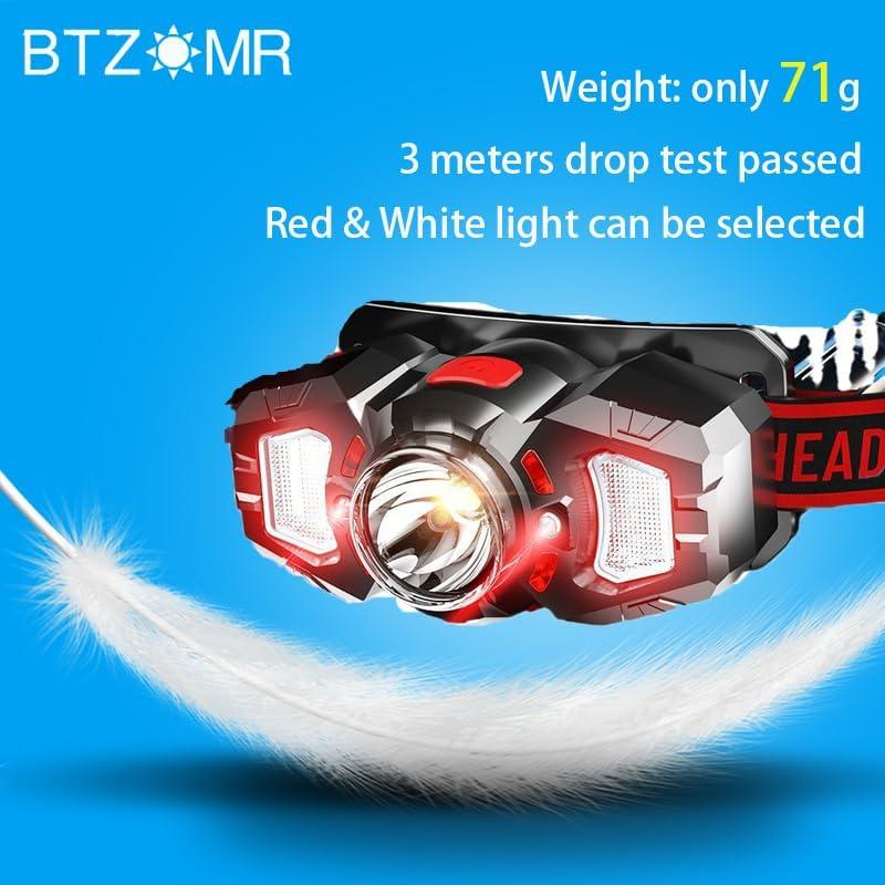 Linterna Frontal LED BTZOMR 800 Lúmenes 7 Modos Ajustable