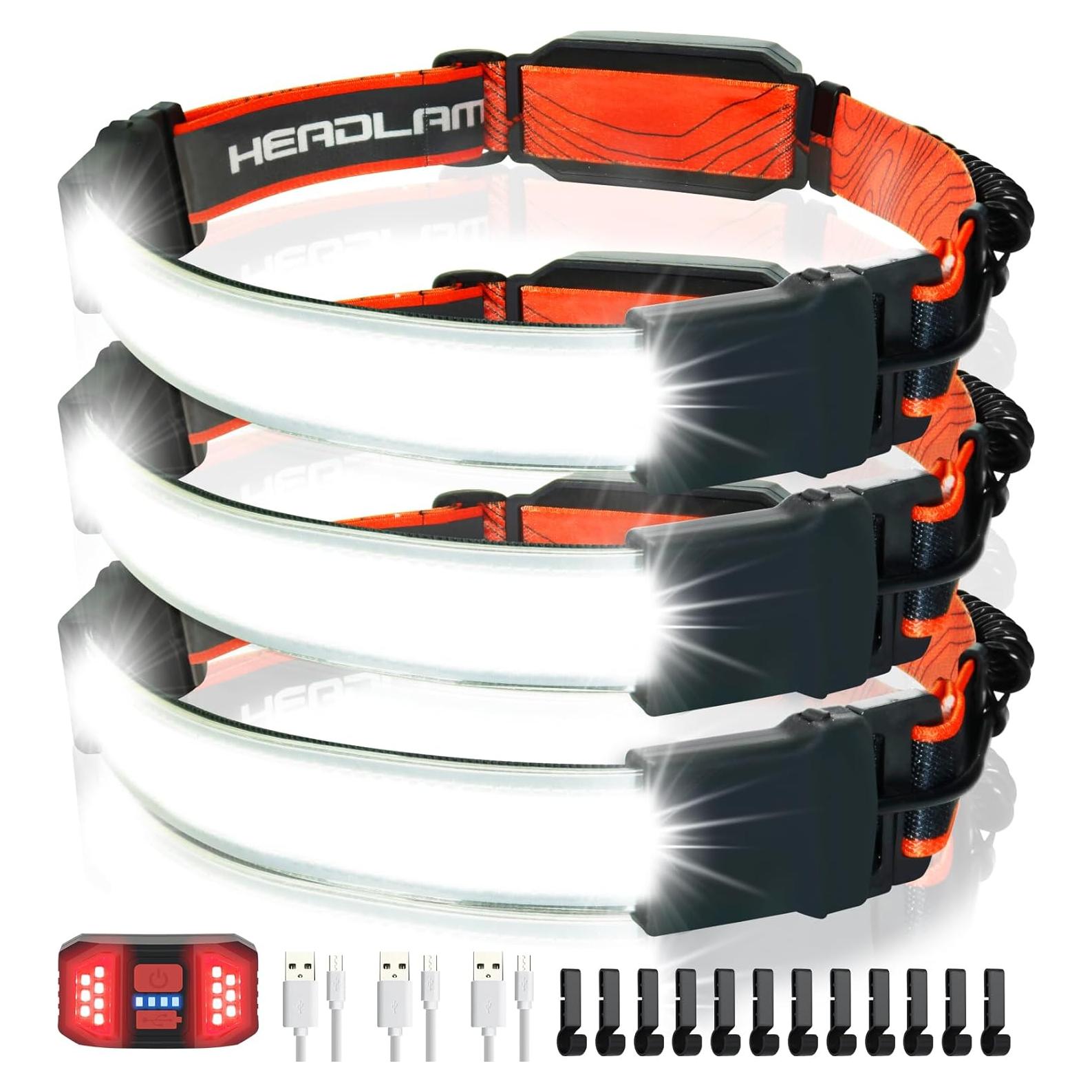 Linterna Frontal Recargable PSDRIQQ 1200lm Paquete de 3 LED