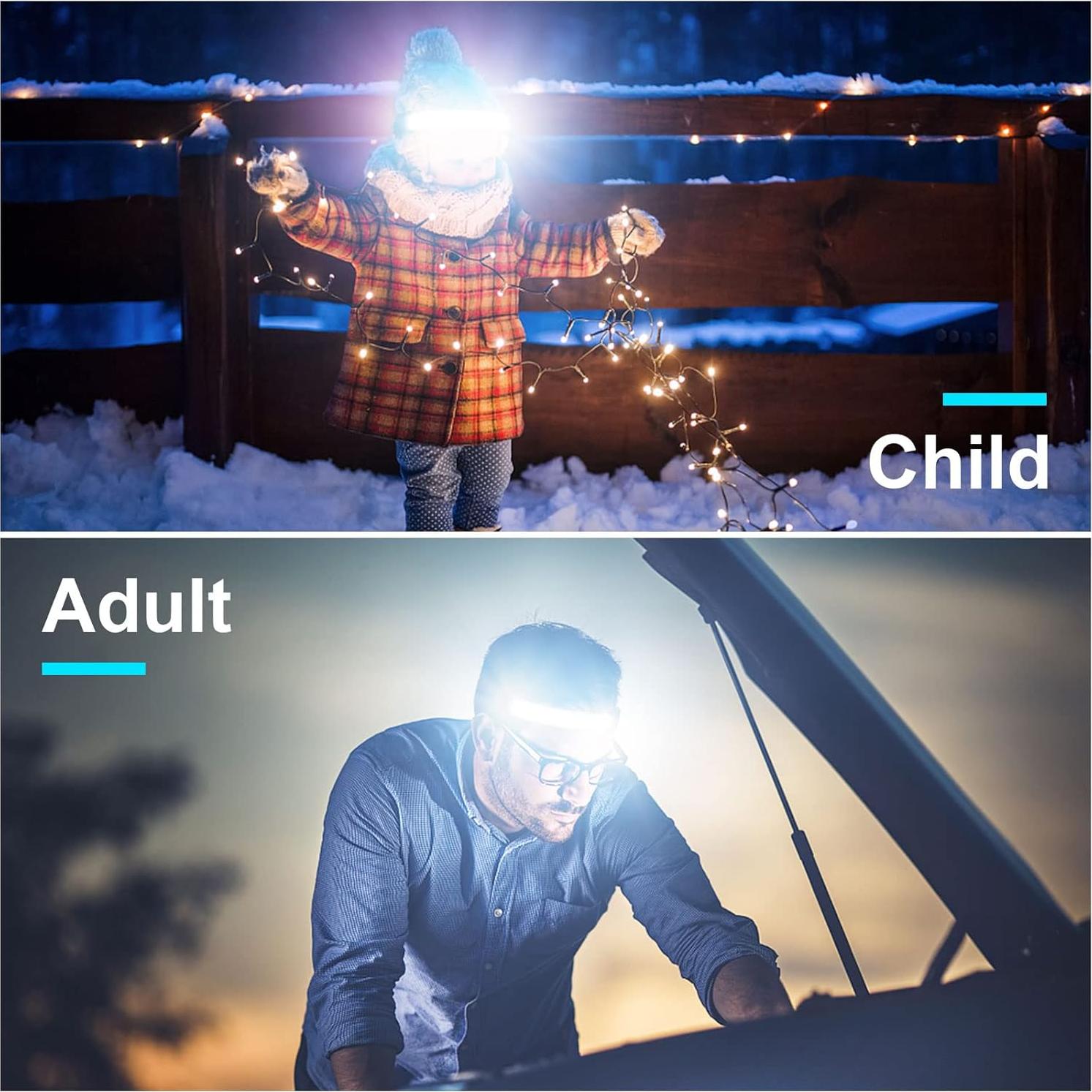 Linterna Frontal Recargable PSDRIQQ 1200lm Paquete de 3 LED