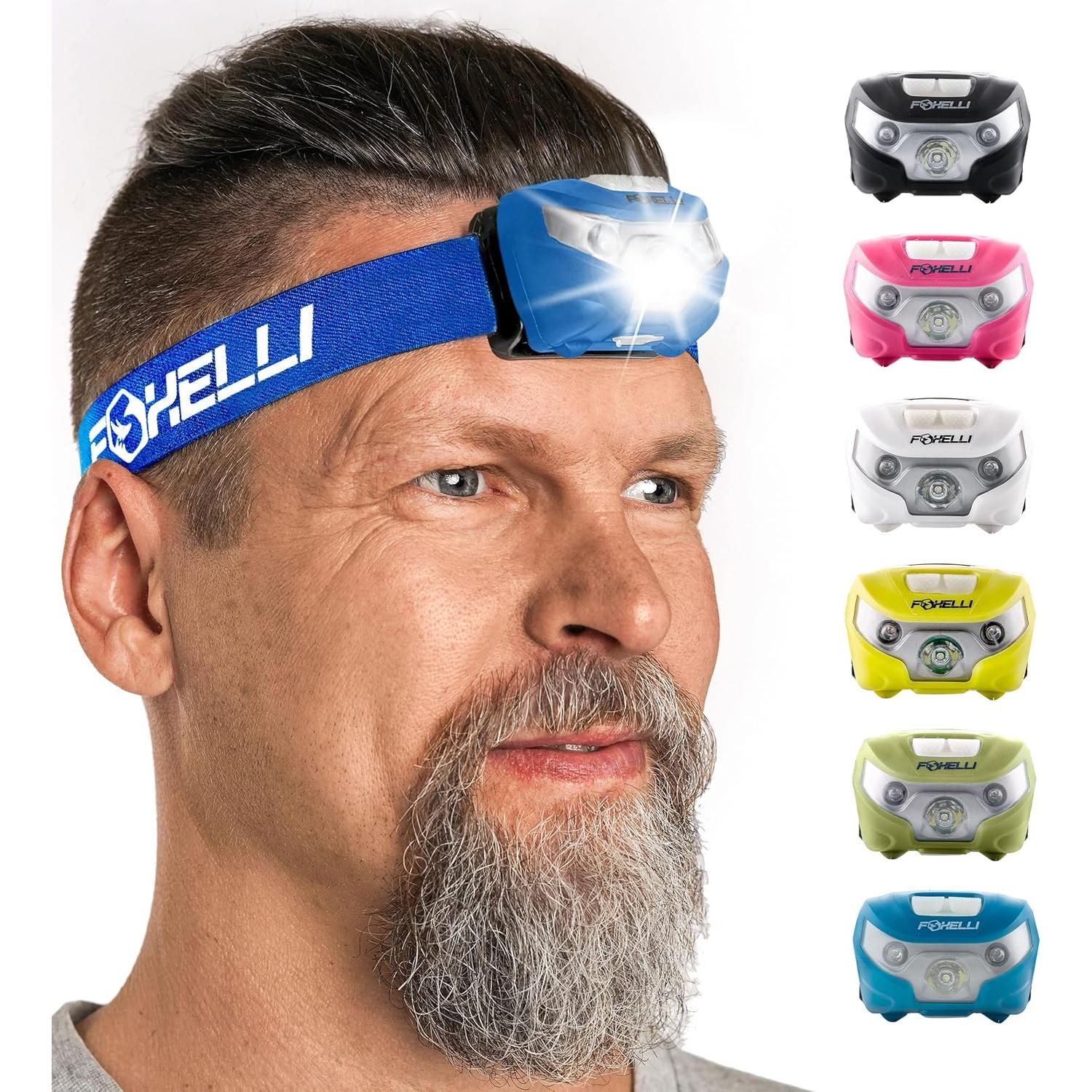 Paquete de 2 Linternas Frontales Recargables Foxelli - LED 160 Lúmenes