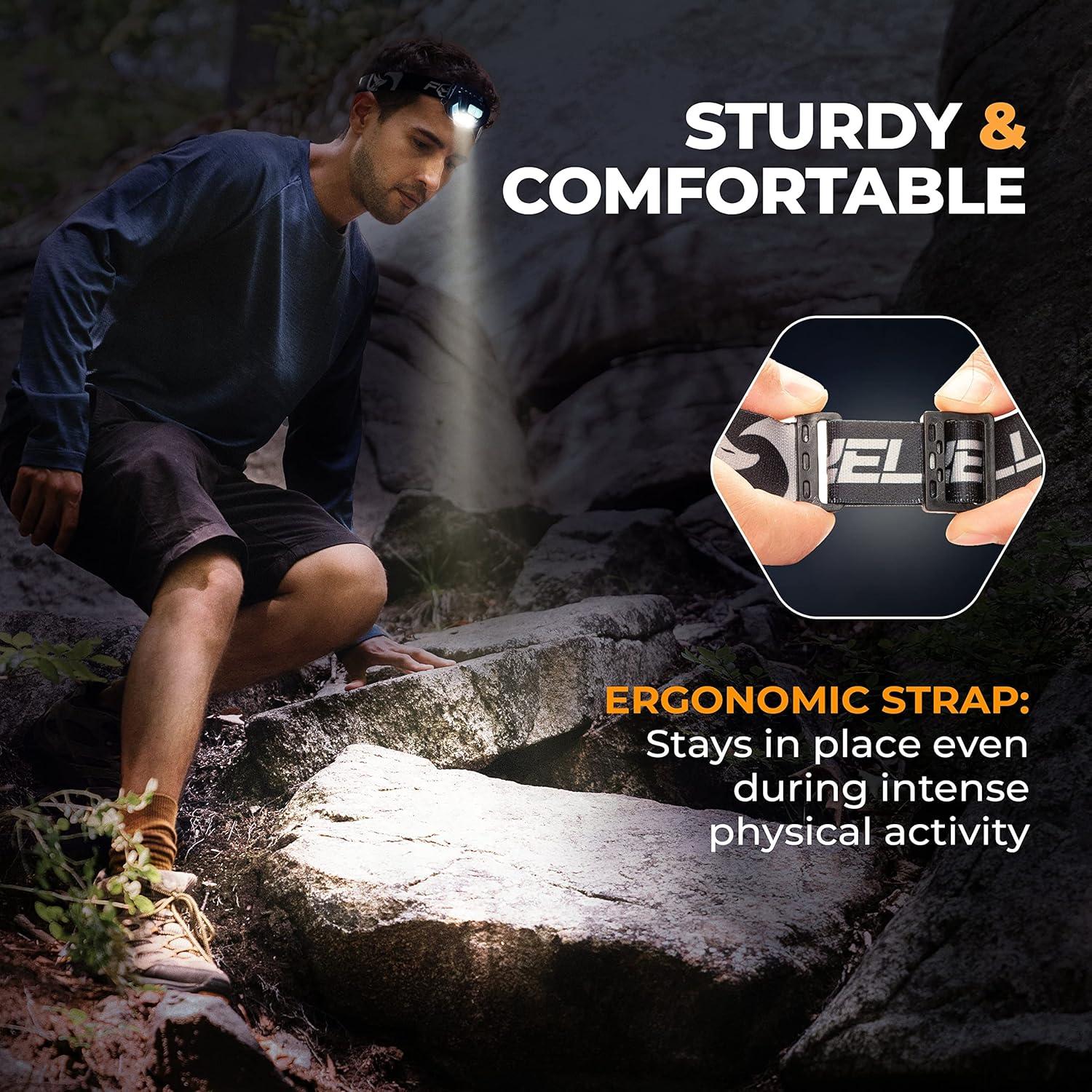 Paquete de 2 Linternas Frontales Recargables Foxelli - LED 160 Lúmenes