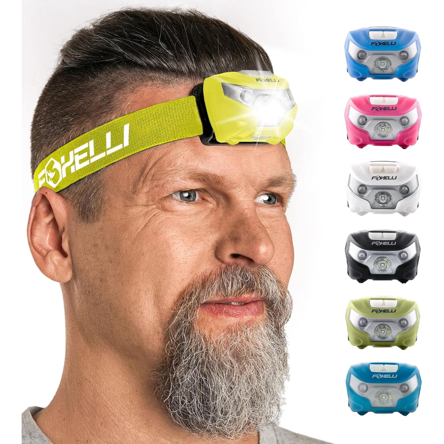 Paquete de 2 Linternas Frontales Recargables Foxelli - LED 160 Lúmenes