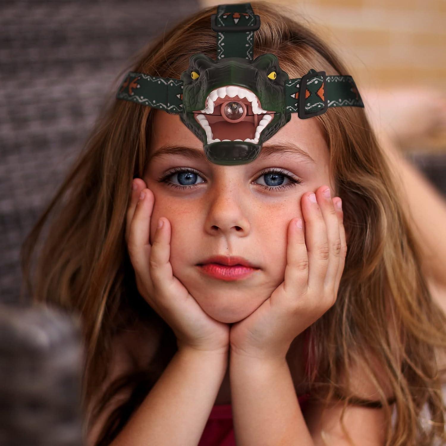 Linterna Frontal LED Dinosaurio T-Rex Lelefa Verde 4 Modos