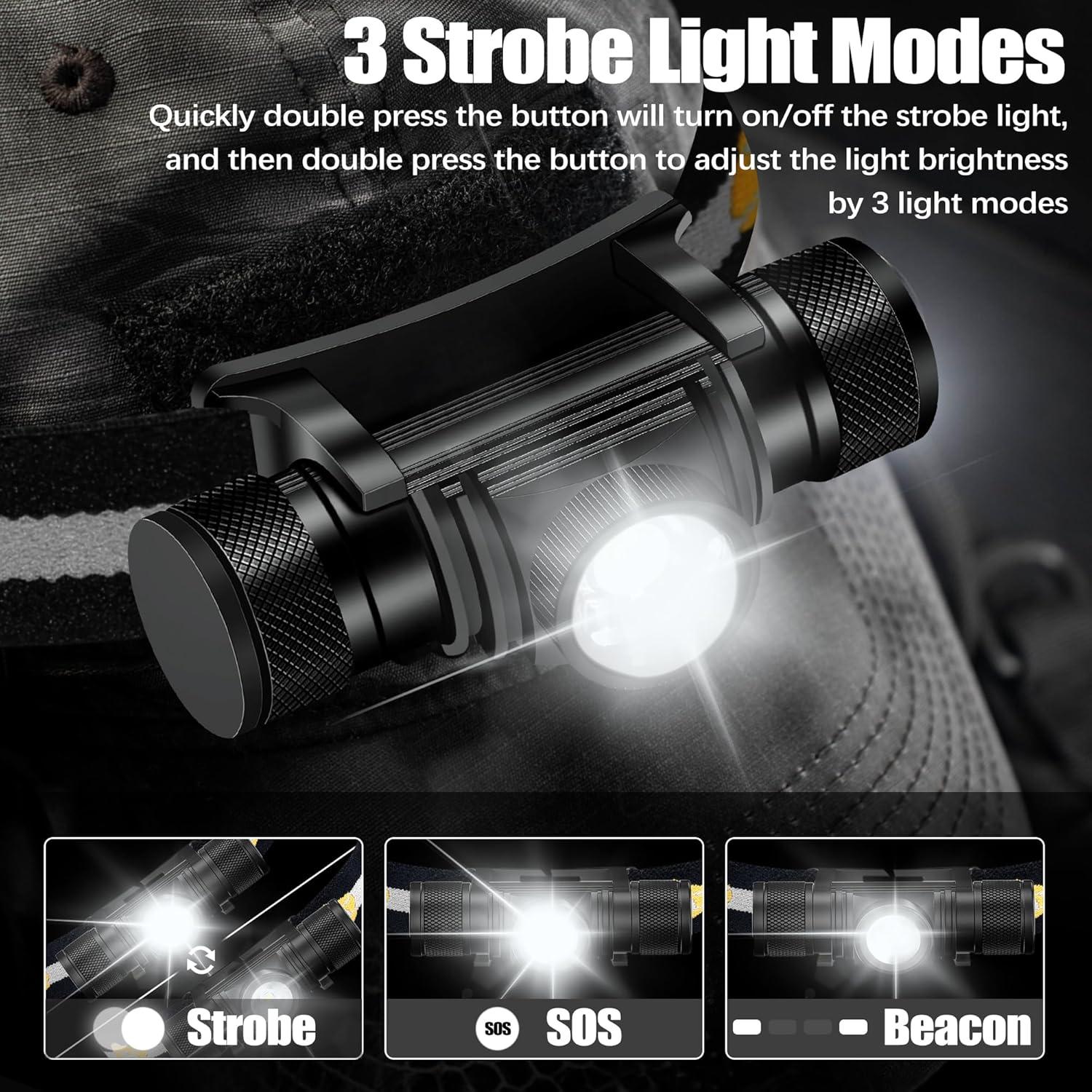 Linterna Frontal Recargable Rugtol 1200 Lúmenes IP66 9 Modos