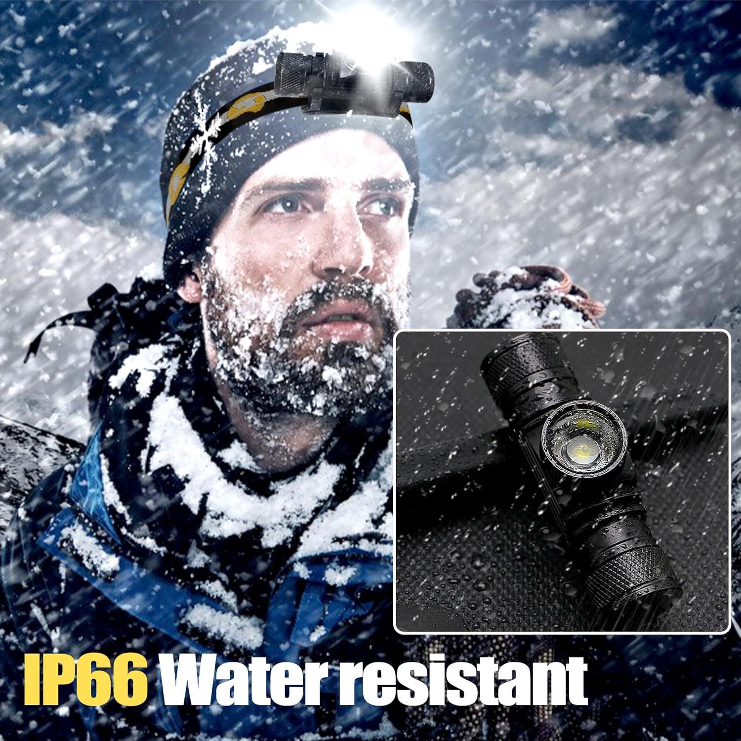 Linterna Frontal Recargable Rugtol 1200 Lúmenes IP66 9 Modos