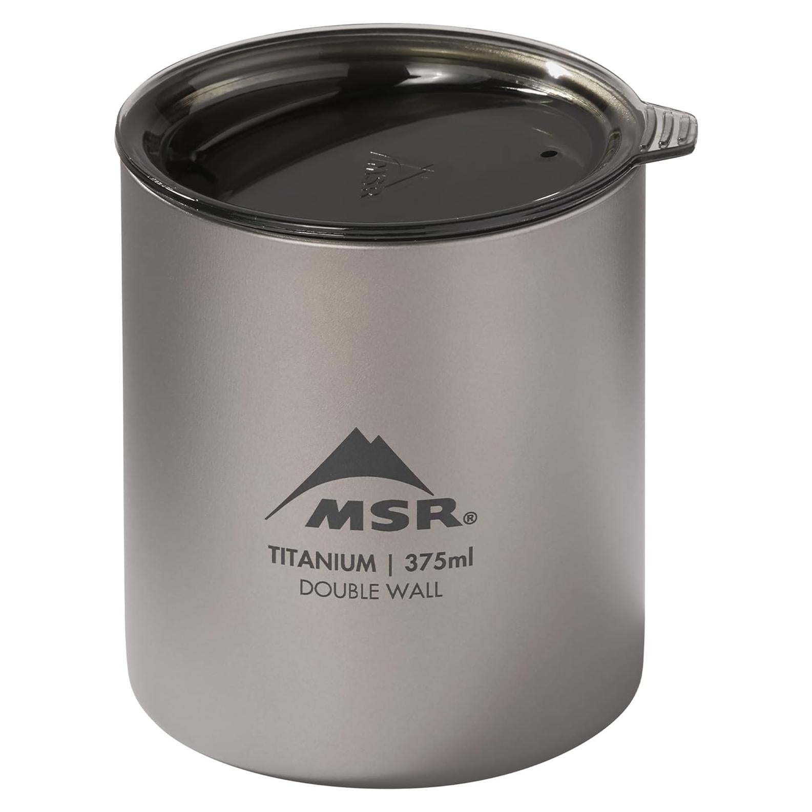 Taza de Campamento Doble Pared Titanio MSR 375 ml con Tapa