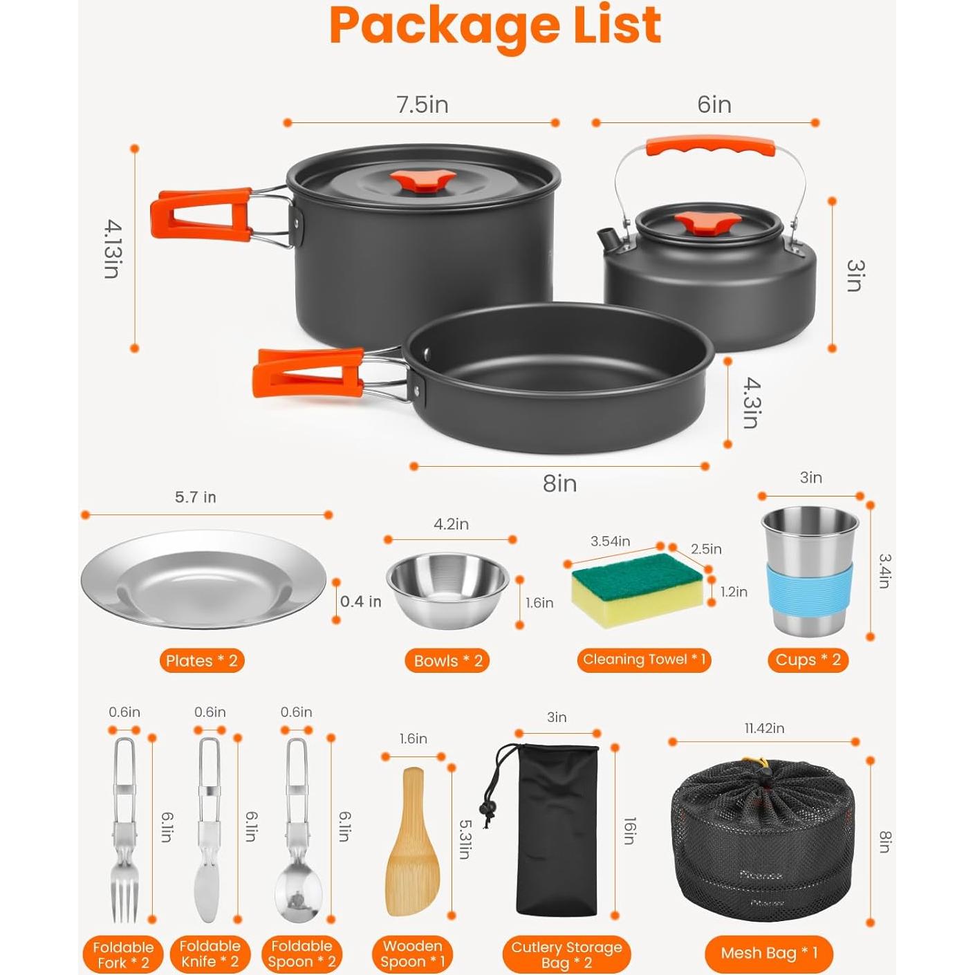 Juego de Utensilios de Cocina para Camping Fitense 22 Piezas