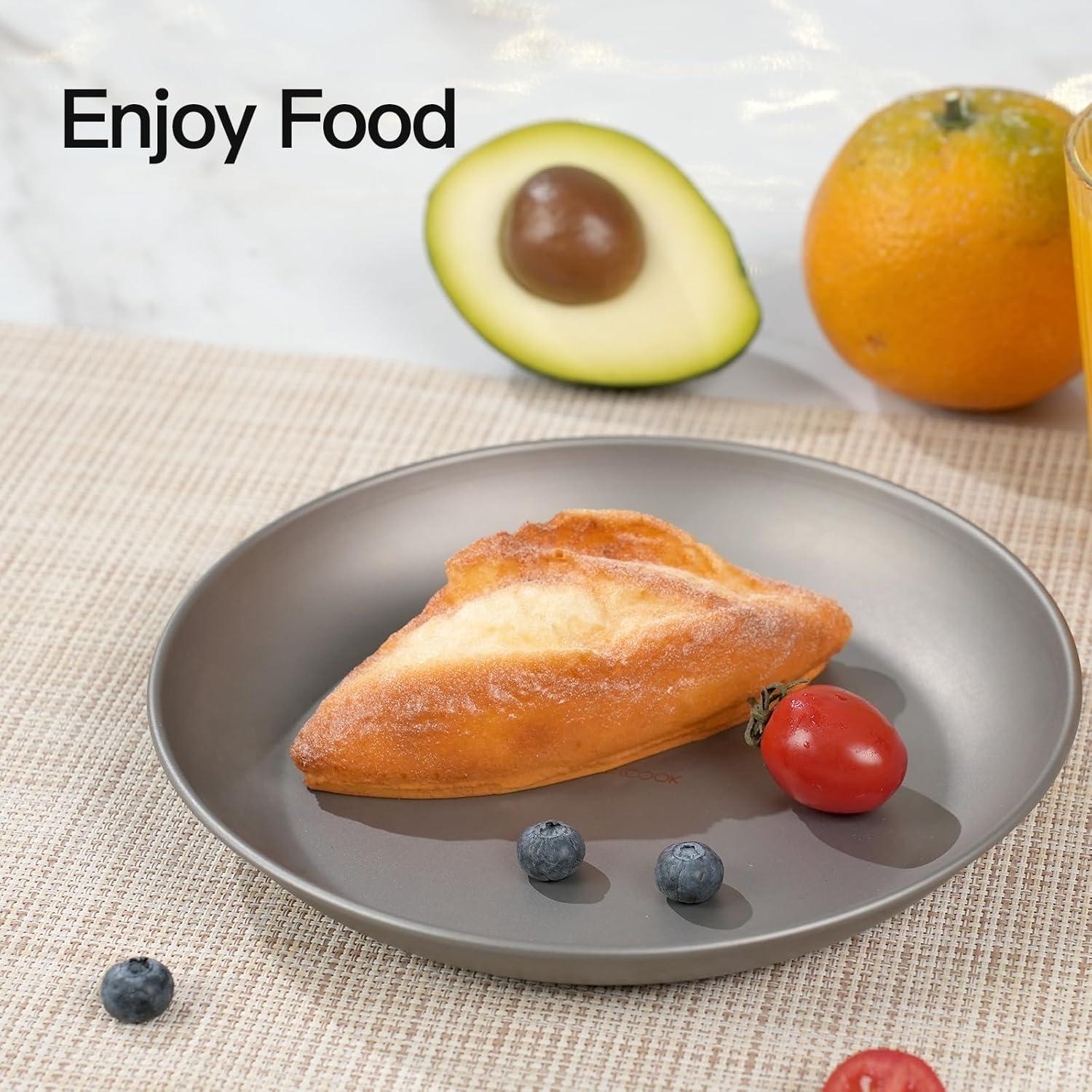 Pure Titanium Camping Plate, 7.68 Inch Ultralight Durable Titanium Dish Plate Cookware, Outdoor Backpacking plate for Camping Hiking Kitchen (19.5 cm)