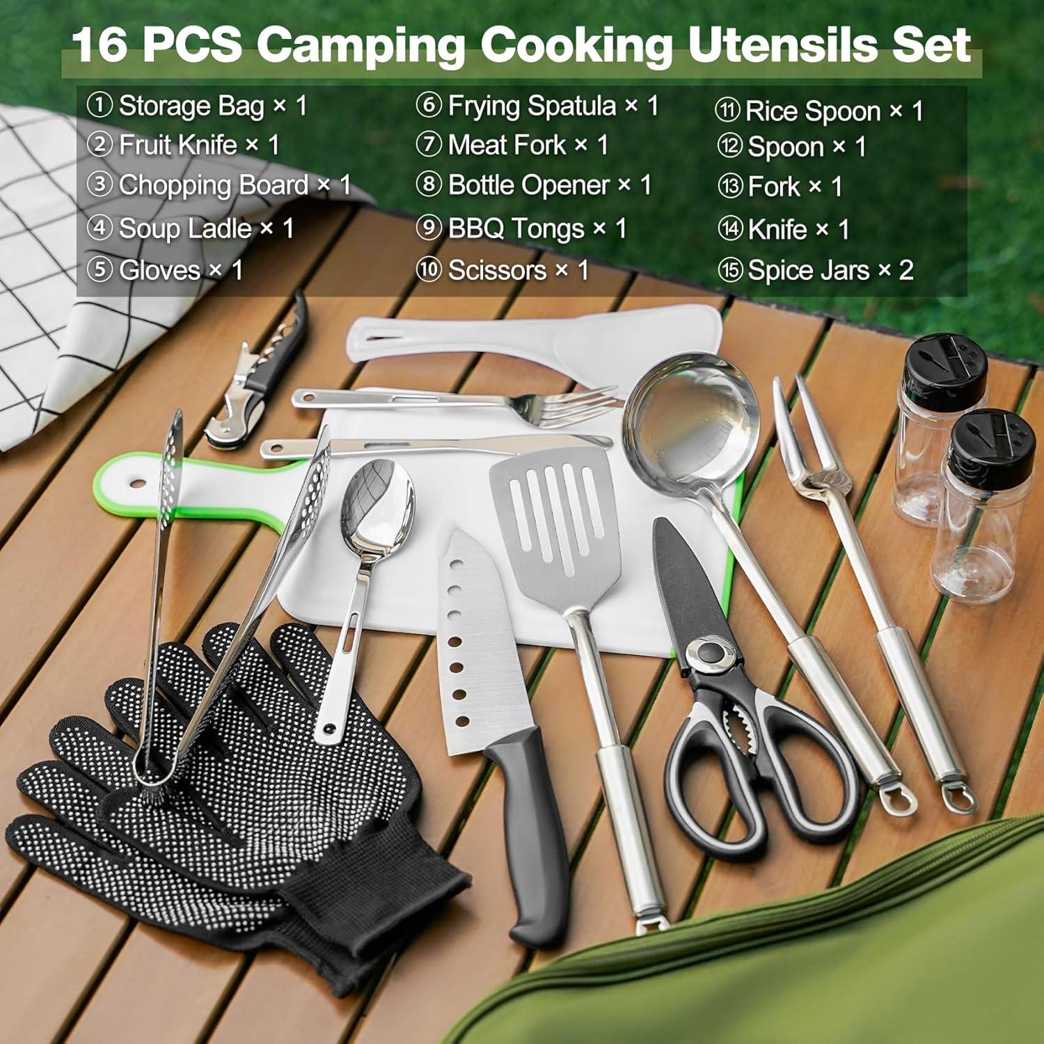 Juego de Utensilios de Cocina para Camping Onlyfire CT606 16 Piezas
