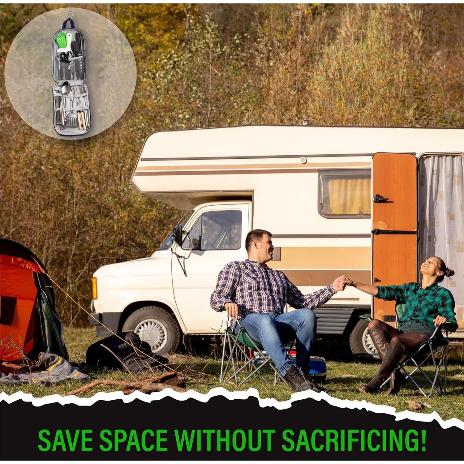 Juego de Utensilios de Cocina Portátil Life 2 Go 30 Pcs Acero Inoxidable