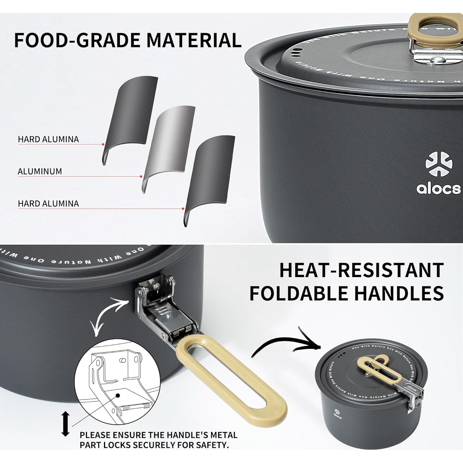 Juego de Utensilios de Camping Alocs 4 Piezas Antiadherentes