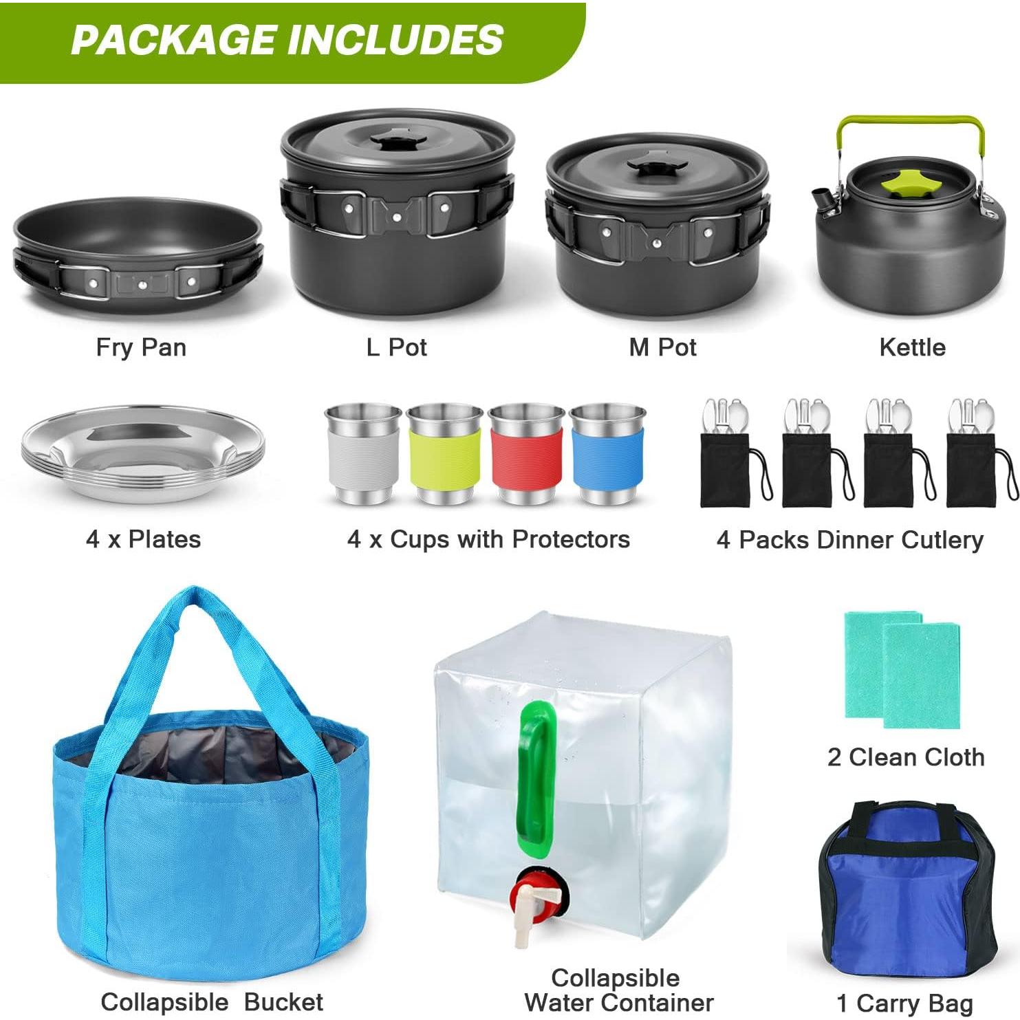 Kit de Cocina para Camping Odoland 29 Piezas Aluminio Antiadherente