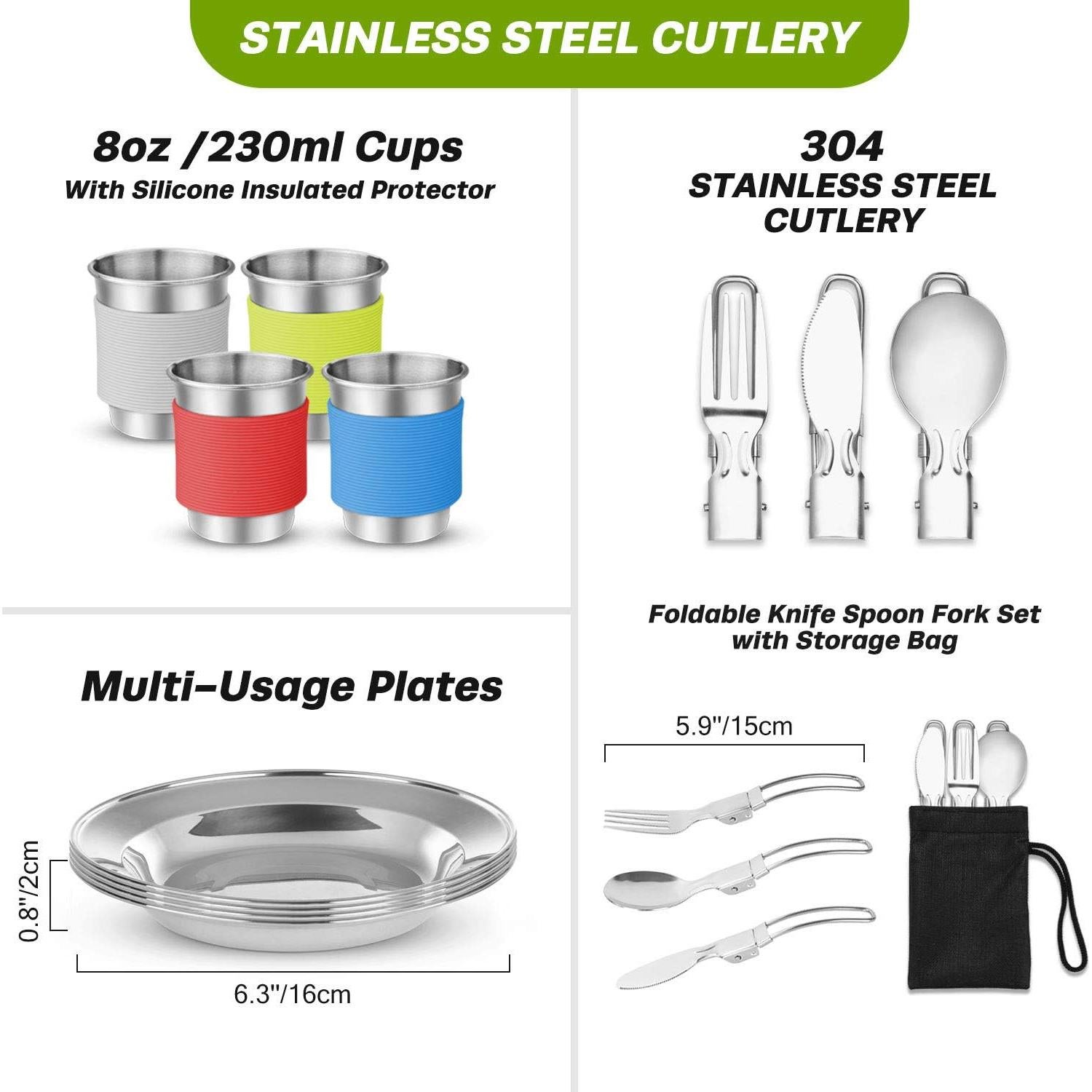 Kit de Cocina para Camping Odoland 29 Piezas Aluminio Antiadherente