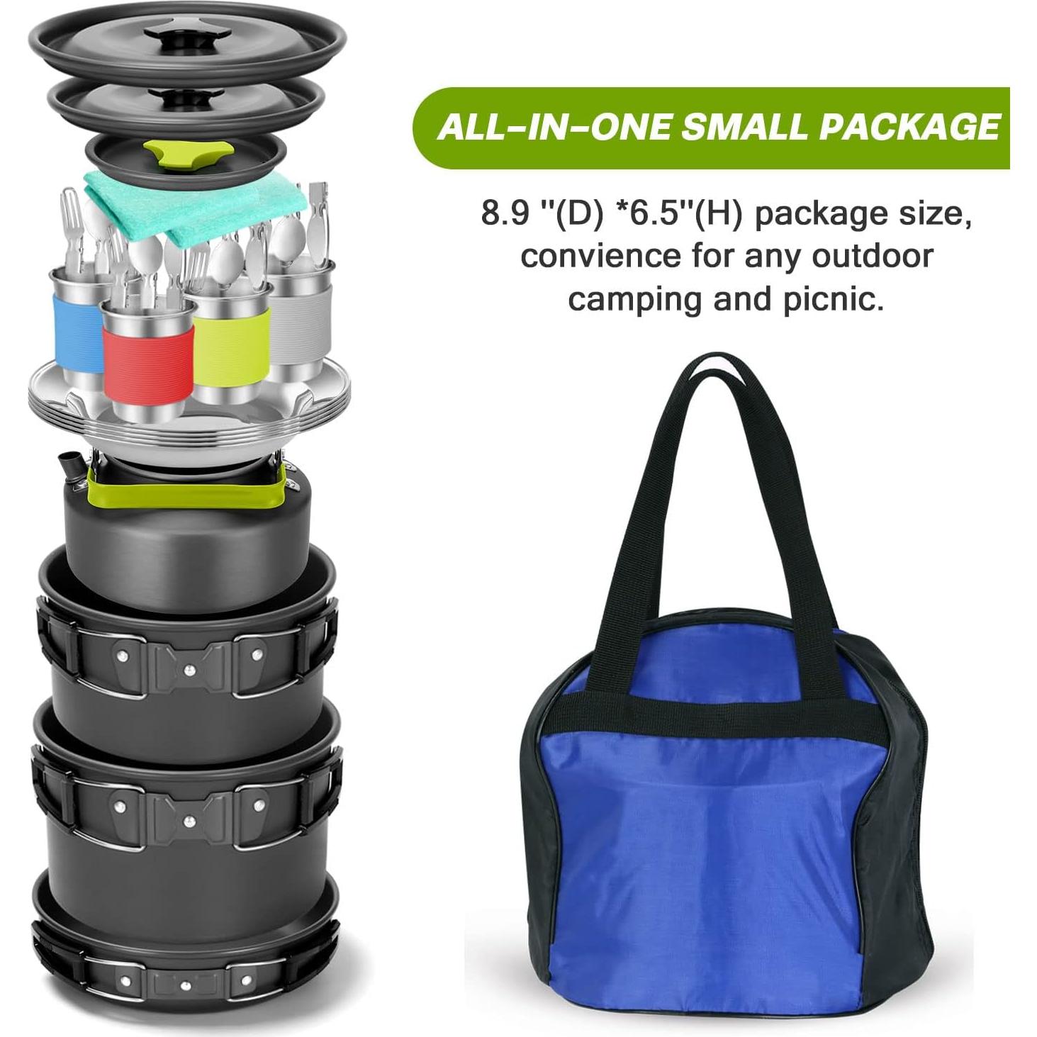 Kit de Cocina para Camping Odoland 29 Piezas Aluminio Antiadherente