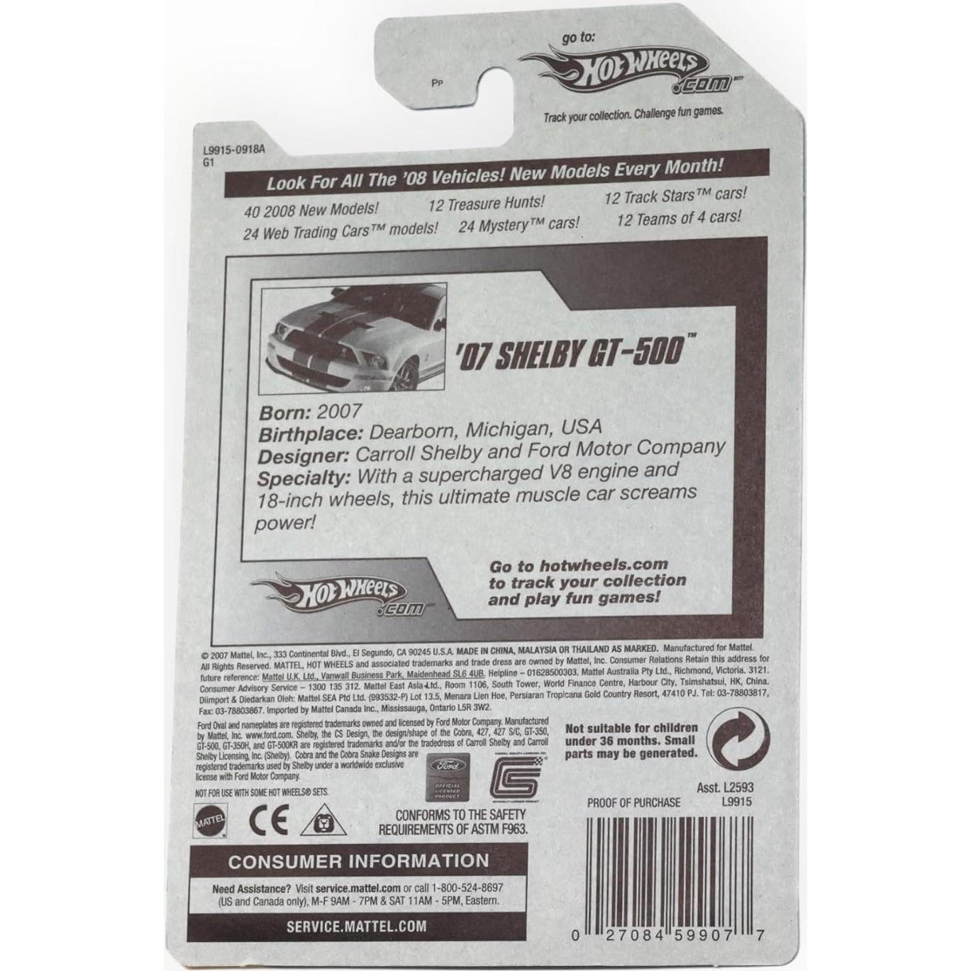 Hot Wheels Coche Die Cast 1:64 '07 Shelby GT-500 2008