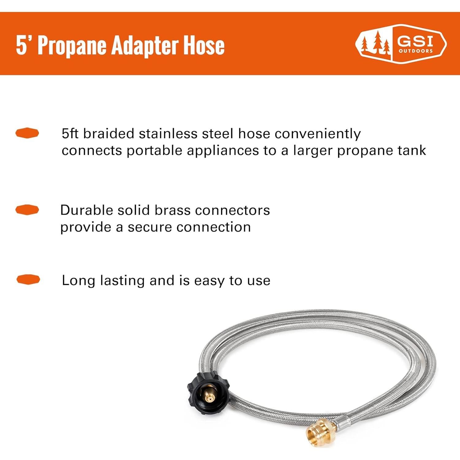 Manguera Adaptadora de Propano GSI Outdoors 5 pies Acero Inoxidable