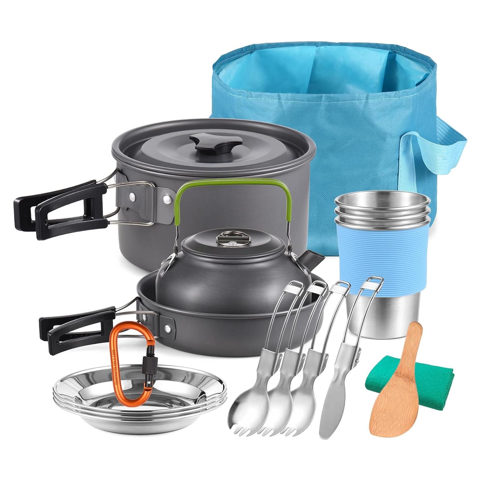 Kit de Cocina para Camping TOMSHOO 22 Piezas Aluminio 2.2L