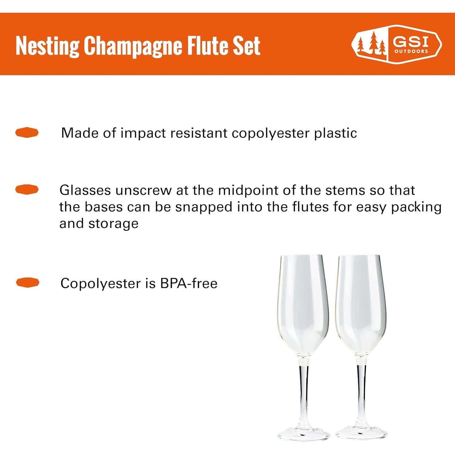 Juego de Copas de Champán Plegables GSI Outdoors 79332 177 ml