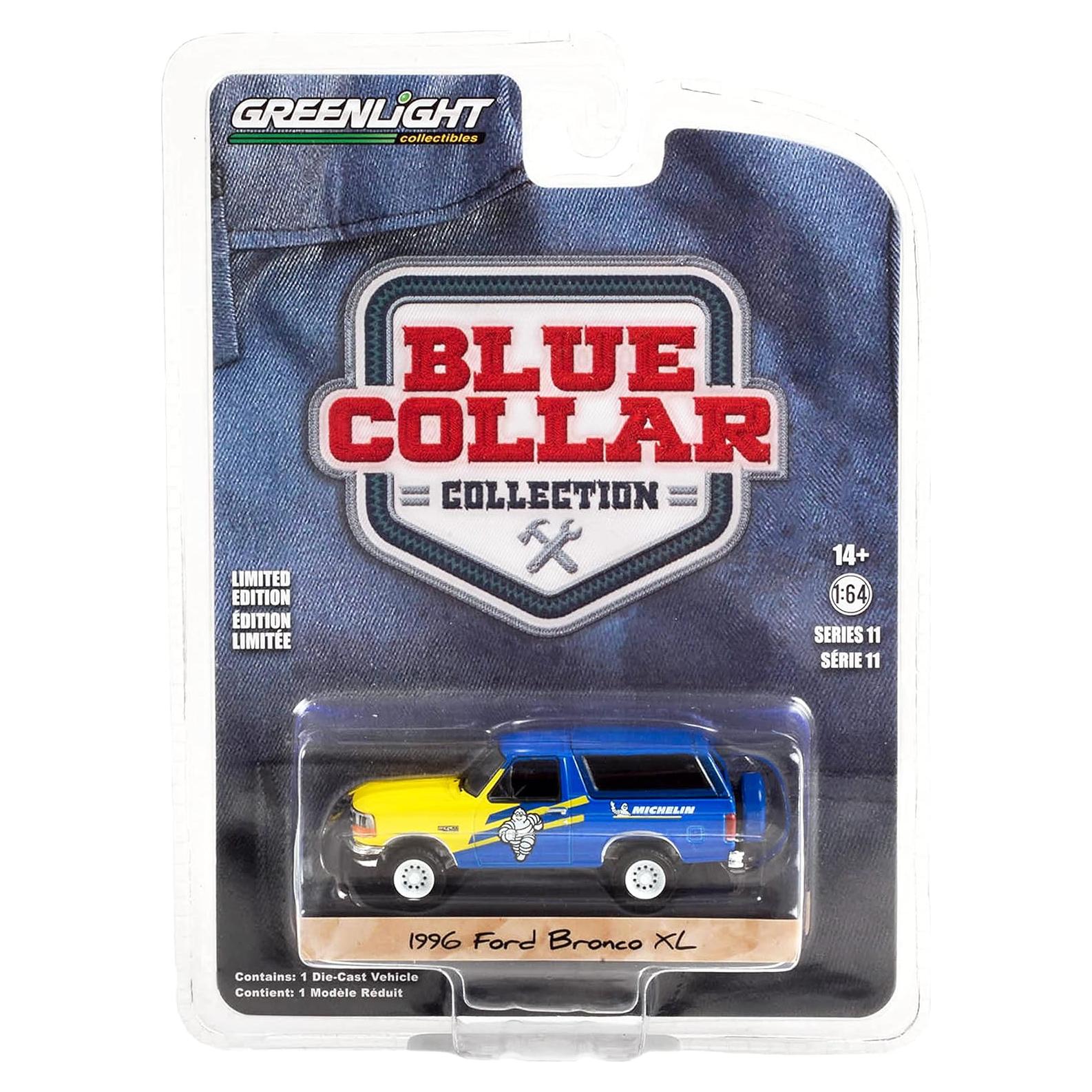 Coche Diecast 1996 Ford Bronco XL Greenlight 1:64 Azul Amarillo