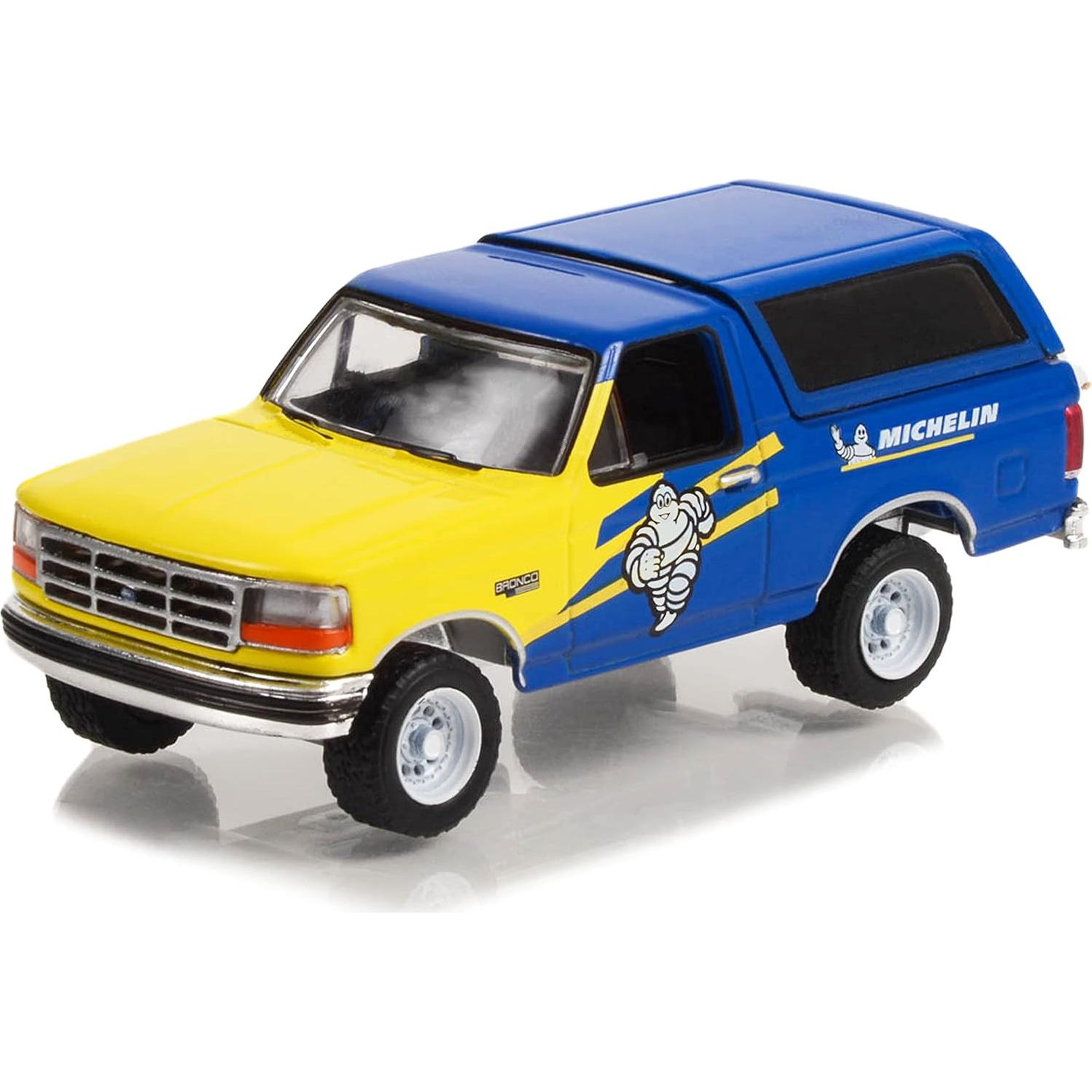 Coche Diecast 1996 Ford Bronco XL Greenlight 1:64 Azul Amarillo