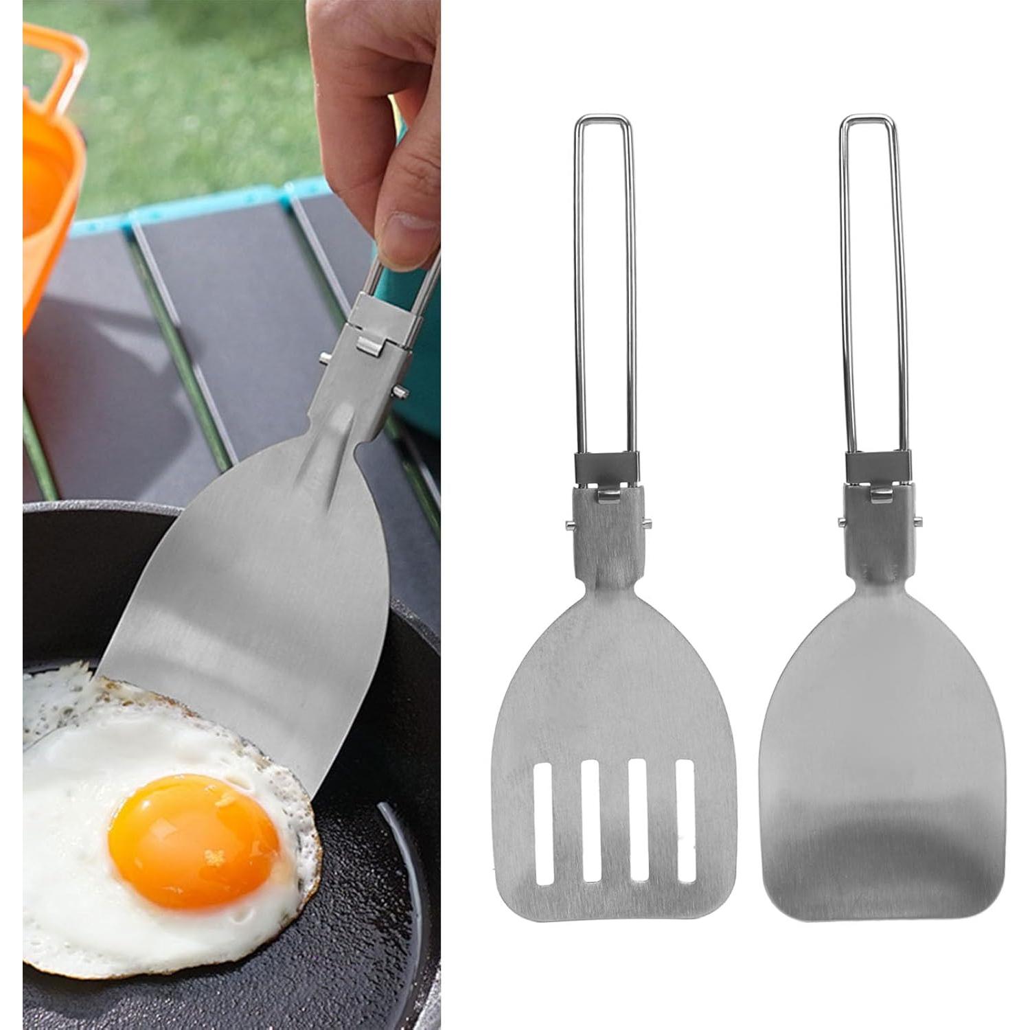 2 Espátulas Plegables de Acero Inoxidable 304 para Camping