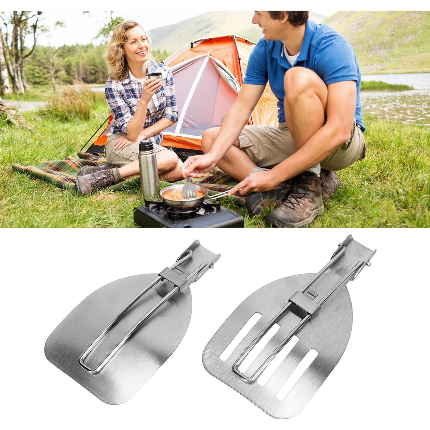 2 Espátulas Plegables de Acero Inoxidable 304 para Camping